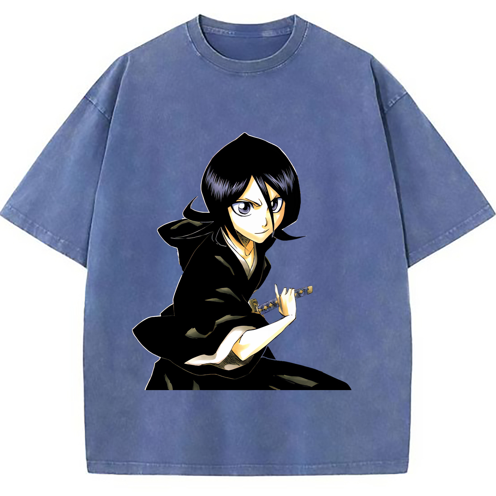 （画像用） ブリーチ 朽木ルキア BLEACH Kuchiki Rukia 綿100% ヴィンテージ風 半袖Tシャツ（フロントプリント）