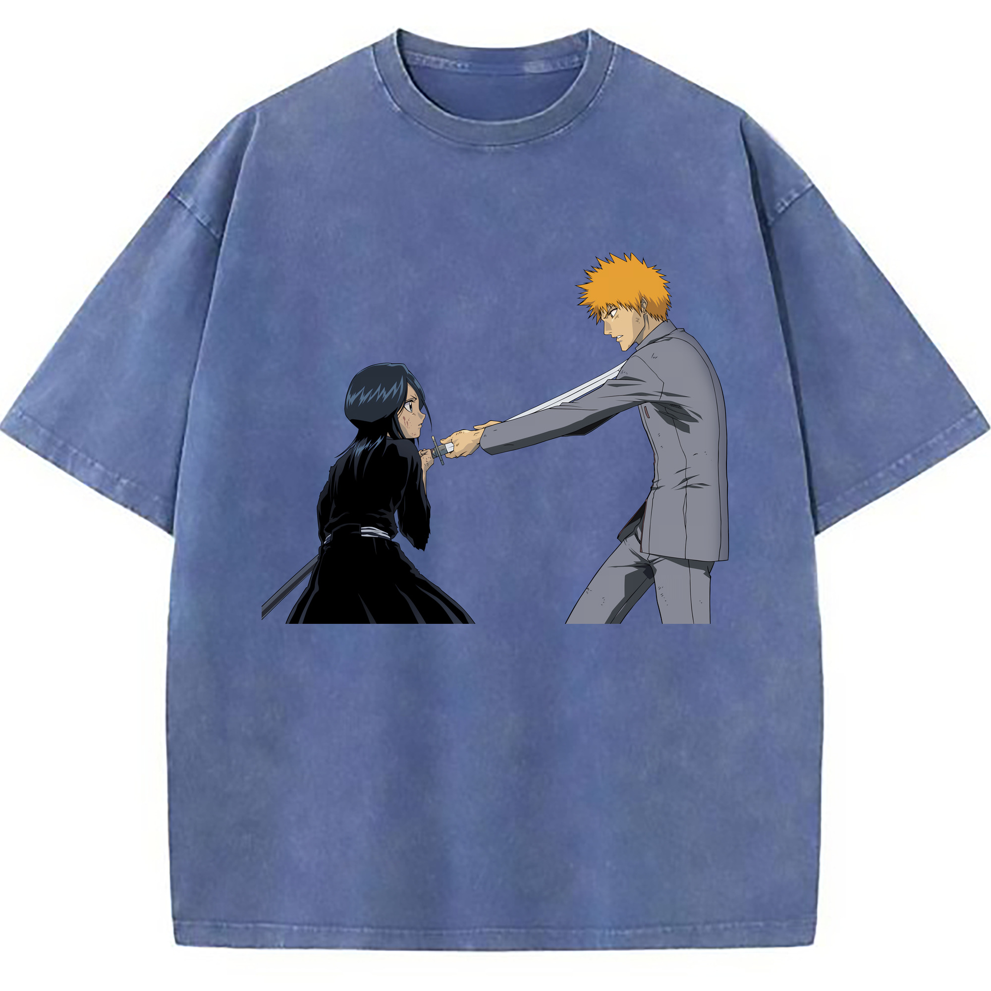 （画像用） ブリーチ 朽木ルキア BLEACH Kuchiki Rukia 綿100% ヴィンテージ風 半袖Tシャツ（フロントプリント）