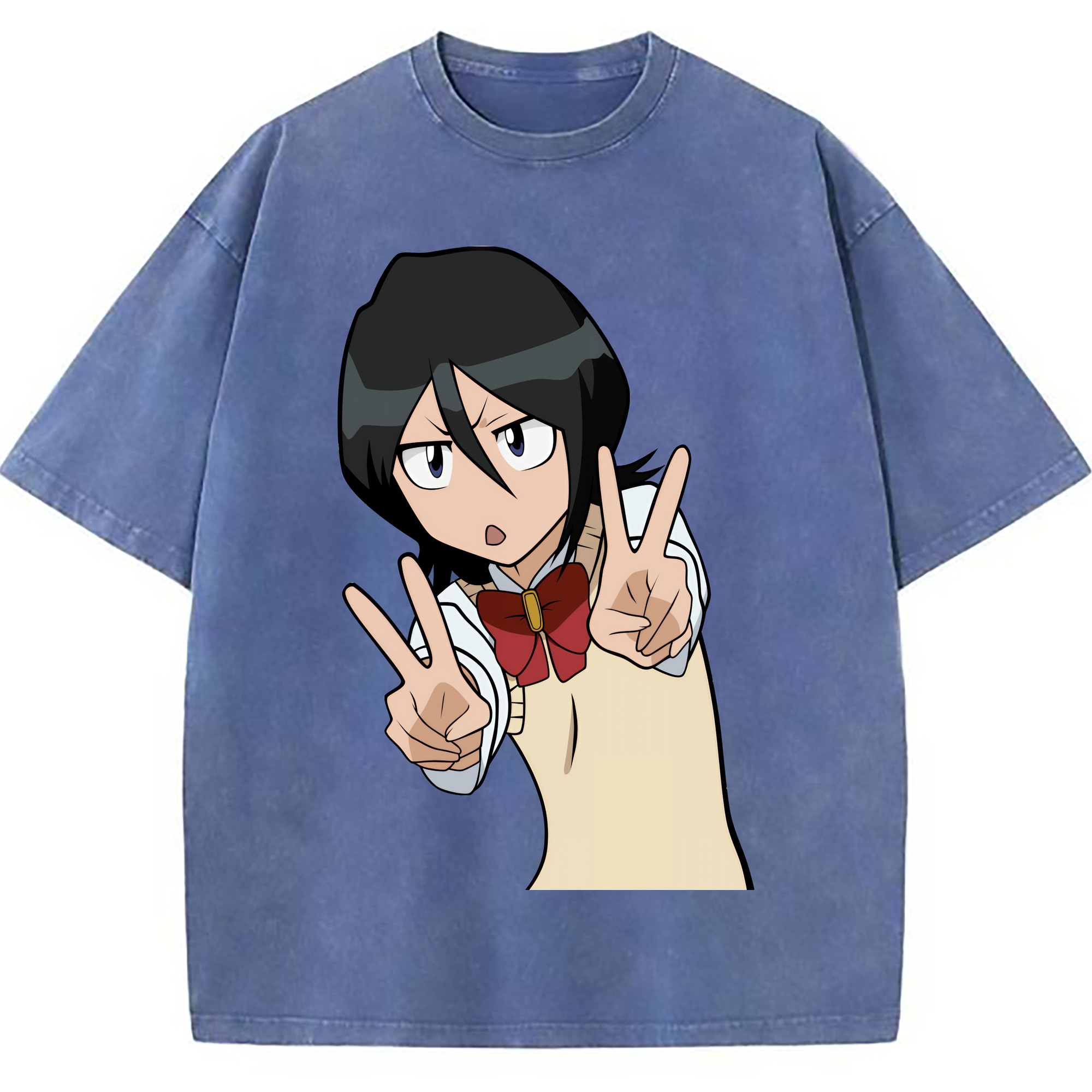 （画像用） ブリーチ 朽木ルキア BLEACH Kuchiki Rukia 綿100% ヴィンテージ風 半袖Tシャツ（フロントプリント）