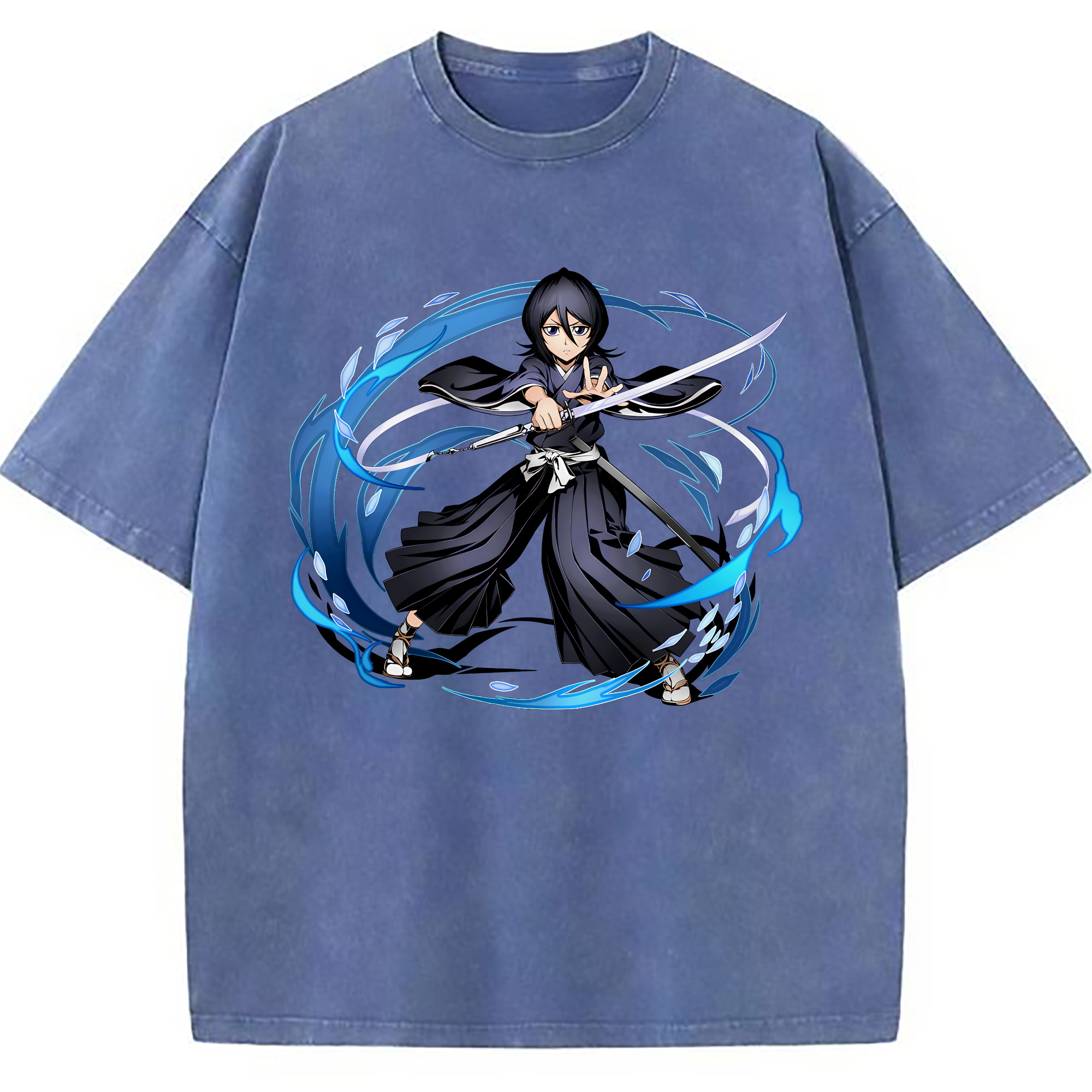 （画像用） ブリーチ 朽木ルキア BLEACH Kuchiki Rukia 綿100% ヴィンテージ風 半袖Tシャツ（フロントプリント）