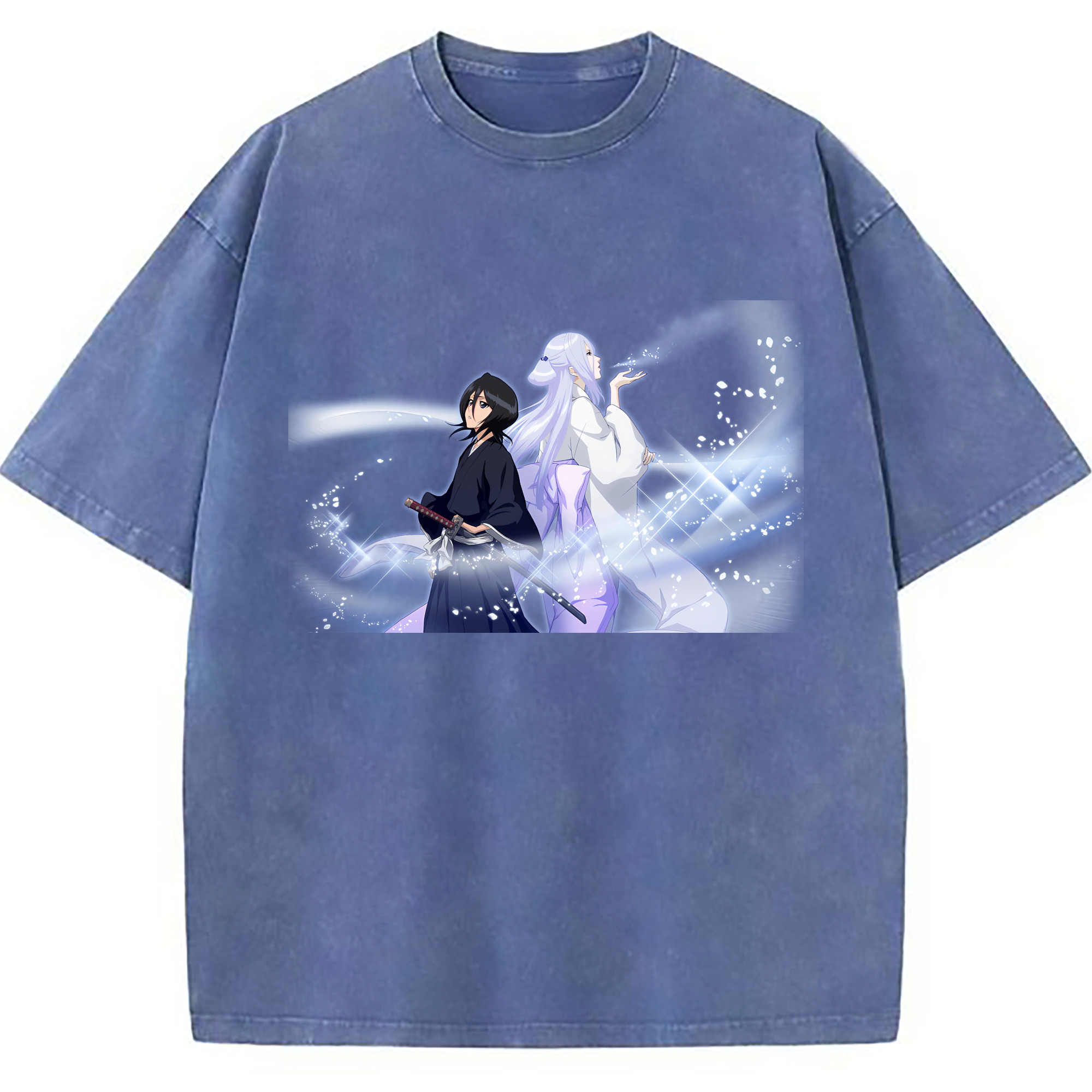 （画像用） ブリーチ 朽木ルキア BLEACH Kuchiki Rukia 綿100% ヴィンテージ風 半袖Tシャツ（フロントプリント）