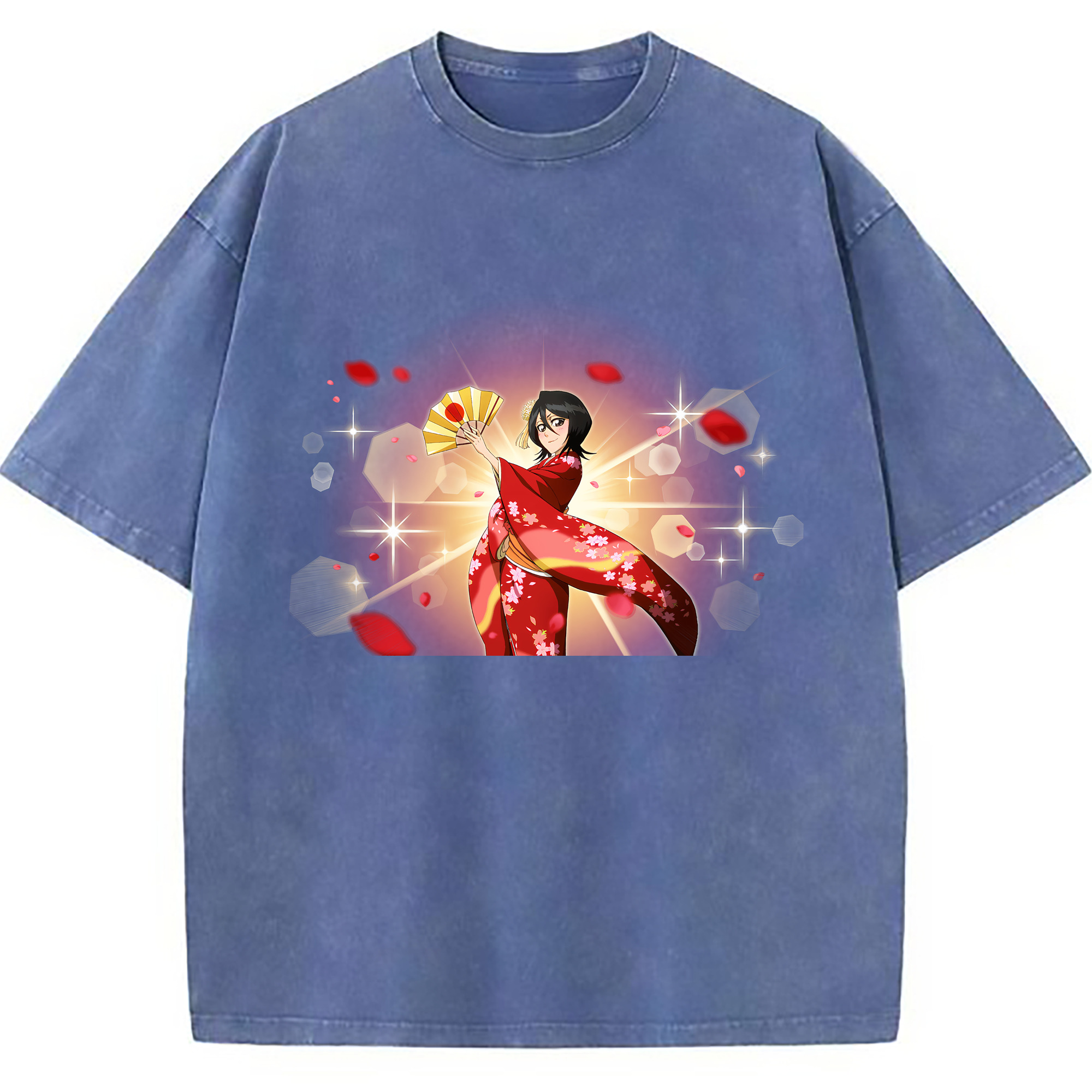 （画像用） ブリーチ 朽木ルキア BLEACH Kuchiki Rukia 綿100% ヴィンテージ風 半袖Tシャツ（フロントプリント）