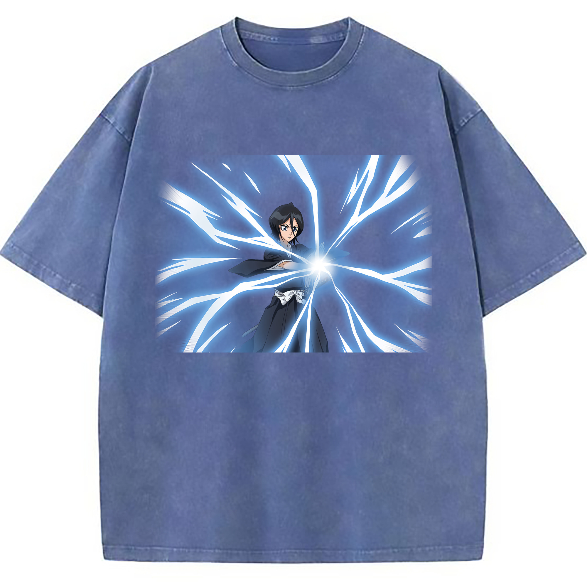（画像用） ブリーチ 朽木ルキア BLEACH Kuchiki Rukia 綿100% ヴィンテージ風 半袖Tシャツ（フロントプリント）