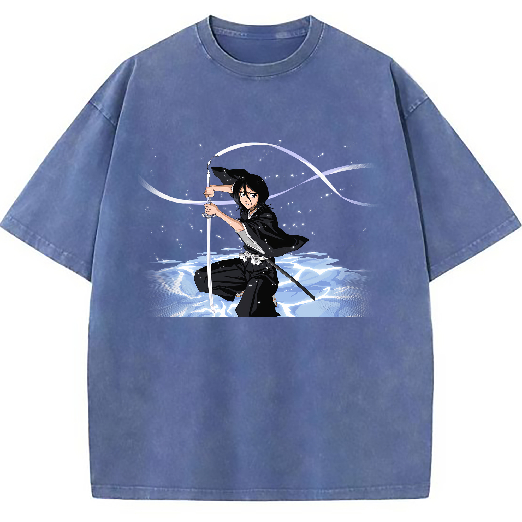 （画像用） ブリーチ 朽木ルキア BLEACH Kuchiki Rukia 綿100% ヴィンテージ風 半袖Tシャツ（フロントプリント）