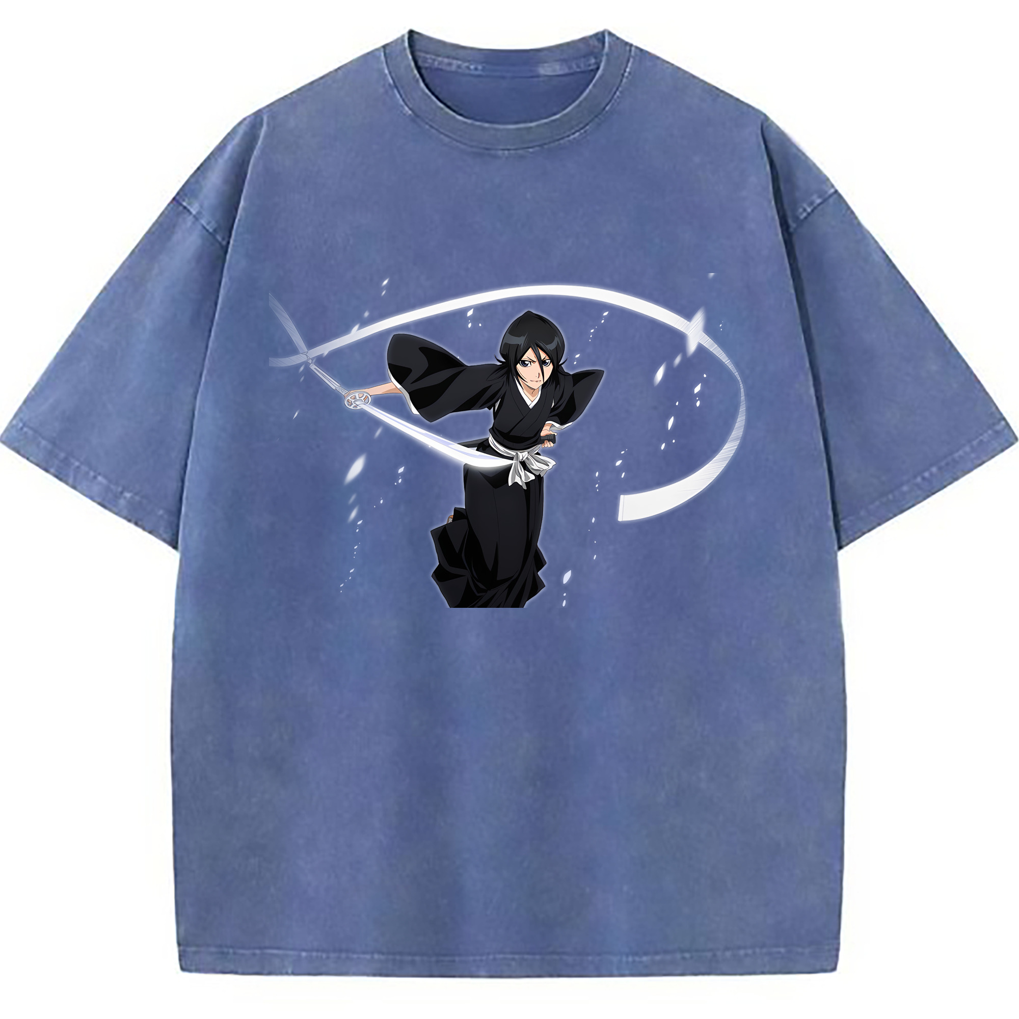 （画像用） ブリーチ 朽木ルキア BLEACH Kuchiki Rukia 綿100% ヴィンテージ風 半袖Tシャツ（フロントプリント）