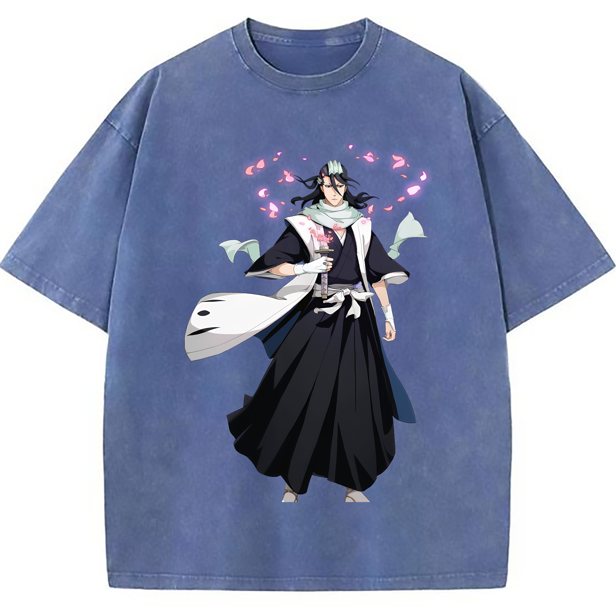 （画像用） ブリーチ くちき びゃくや BLEACH Kuchiki Byakuya 綿100% ヴィンテージ風 半袖Tシャツ（フロントプリント）