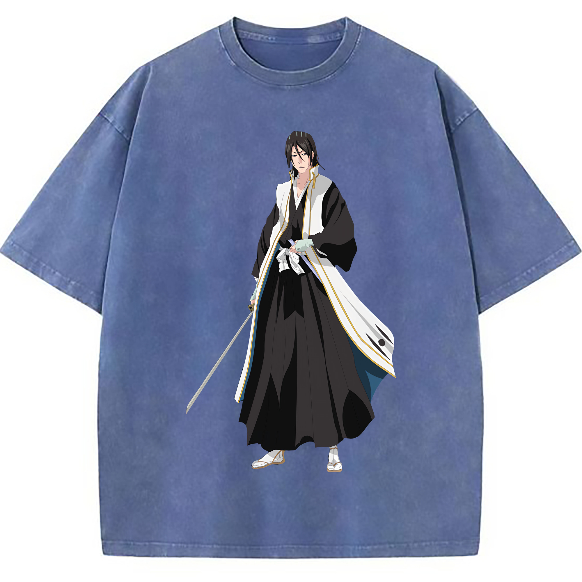 （画像用） ブリーチ くちき びゃくや BLEACH Kuchiki Byakuya 綿100% ヴィンテージ風 半袖Tシャツ（フロントプリント）
