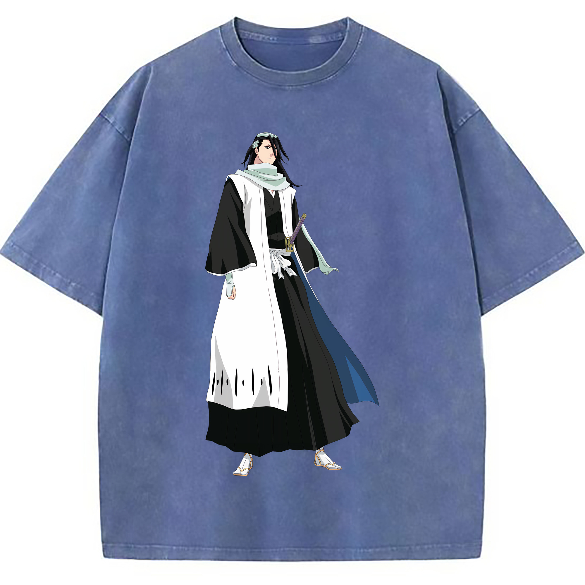 （画像用） ブリーチ くちき びゃくや BLEACH Kuchiki Byakuya 綿100% ヴィンテージ風 半袖Tシャツ（フロントプリント）