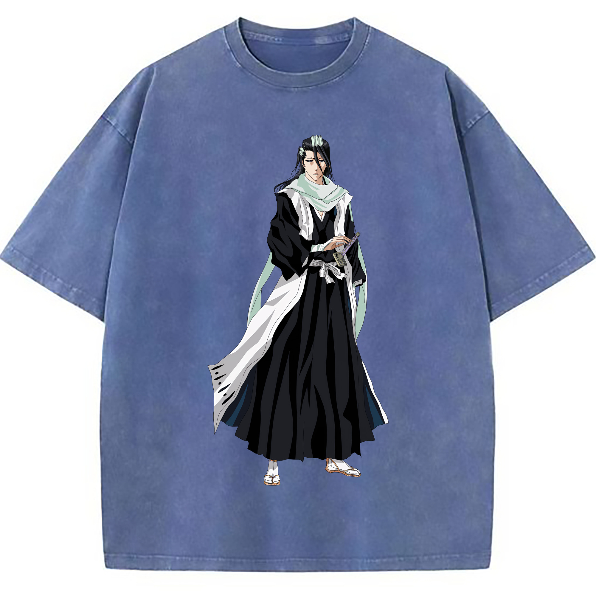 （画像用） ブリーチ くちき びゃくや BLEACH Kuchiki Byakuya 綿100% ヴィンテージ風 半袖Tシャツ（フロントプリント）