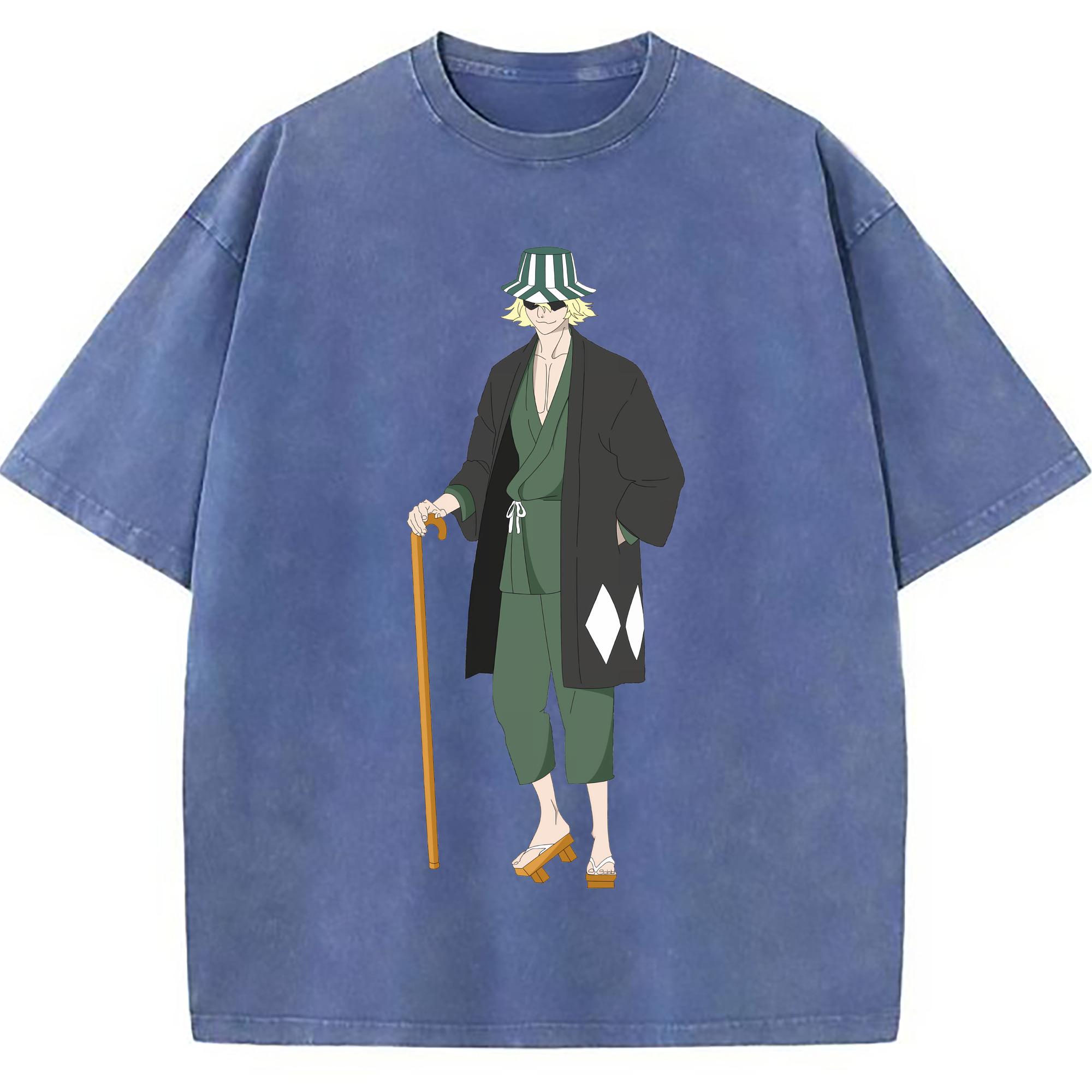 （画像用） "ブリーチ 浦原 喜助（うらはら きすけ） BLEACH Urahara Kisuke " 綿100% ヴィンテージ風 半袖Tシャツ（フロントプリント）