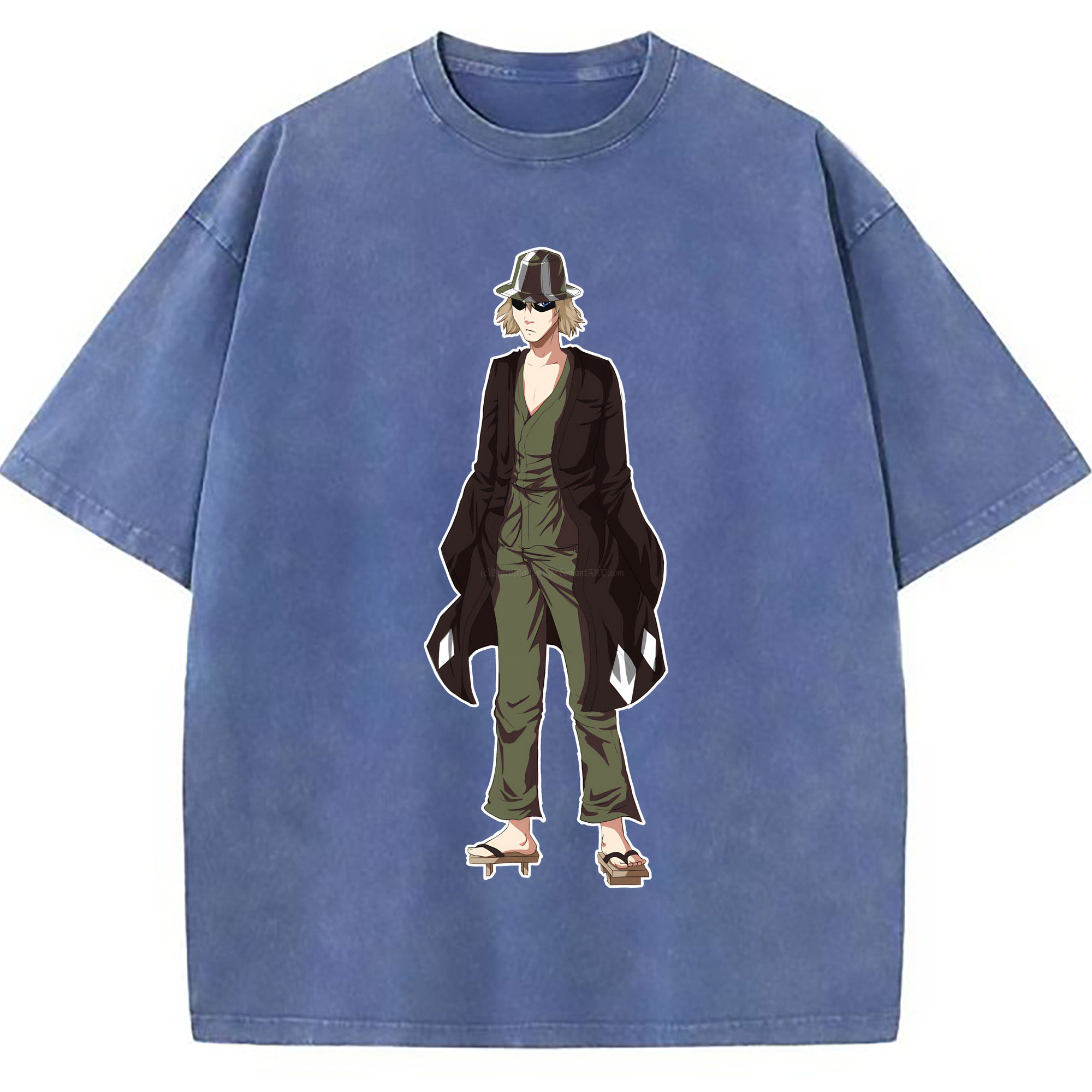 （画像用） "ブリーチ 浦原 喜助（うらはら きすけ） BLEACH Urahara Kisuke " 綿100% ヴィンテージ風 半袖Tシャツ（フロントプリント）