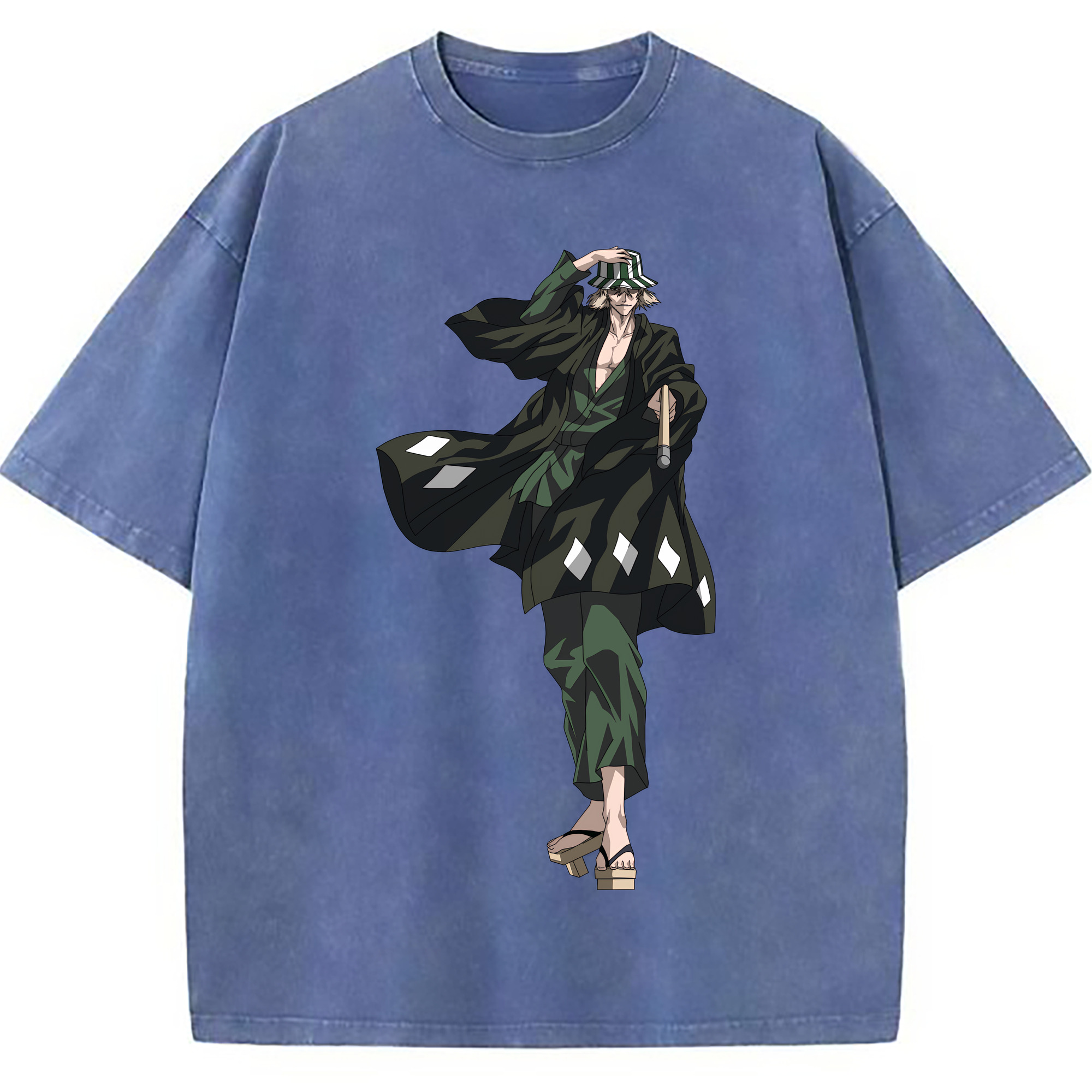 （画像用） "ブリーチ 浦原 喜助（うらはら きすけ） BLEACH Urahara Kisuke " 綿100% ヴィンテージ風 半袖Tシャツ（フロントプリント）