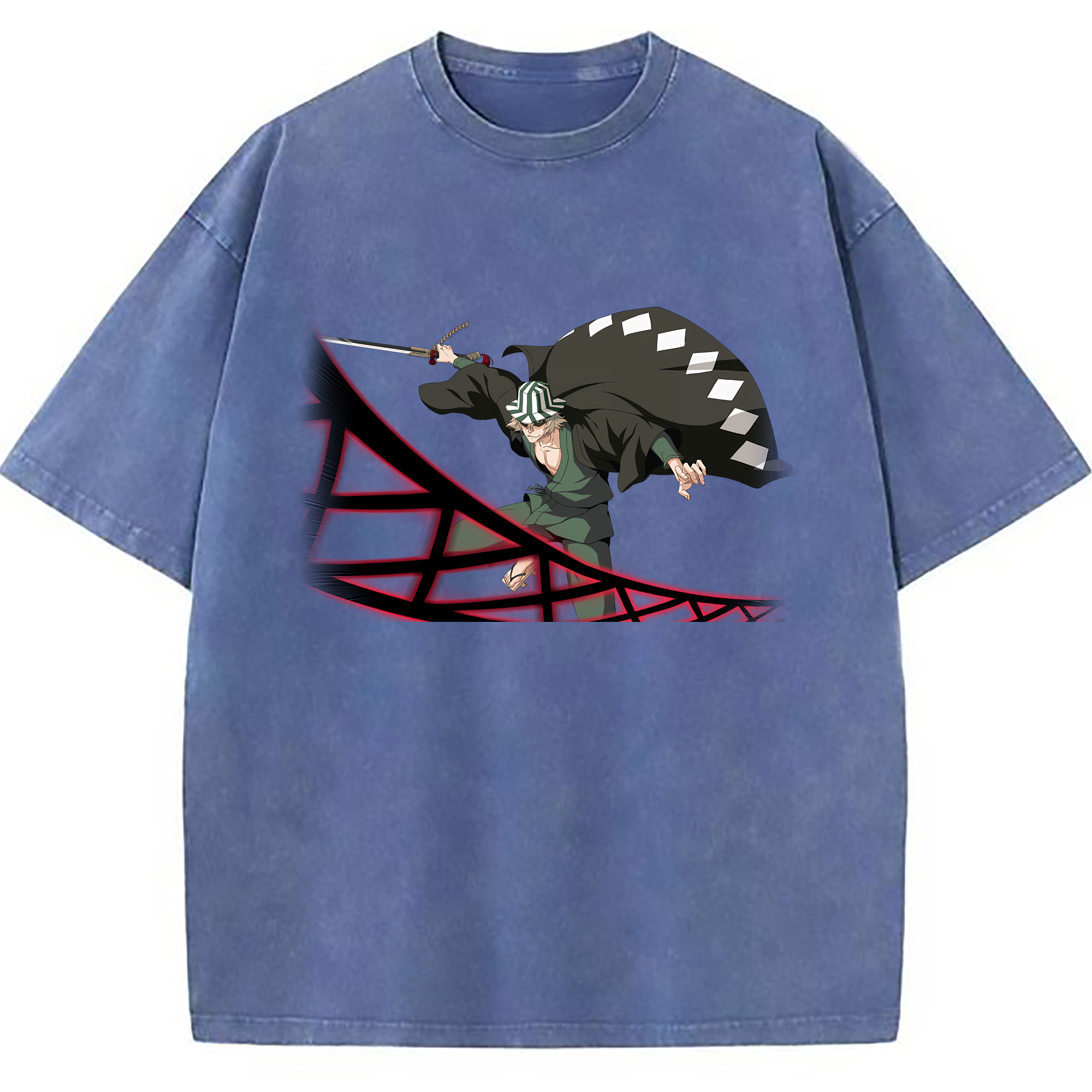 （画像用） "ブリーチ 浦原 喜助（うらはら きすけ） BLEACH Urahara Kisuke " 綿100% ヴィンテージ風 半袖Tシャツ（フロントプリント）