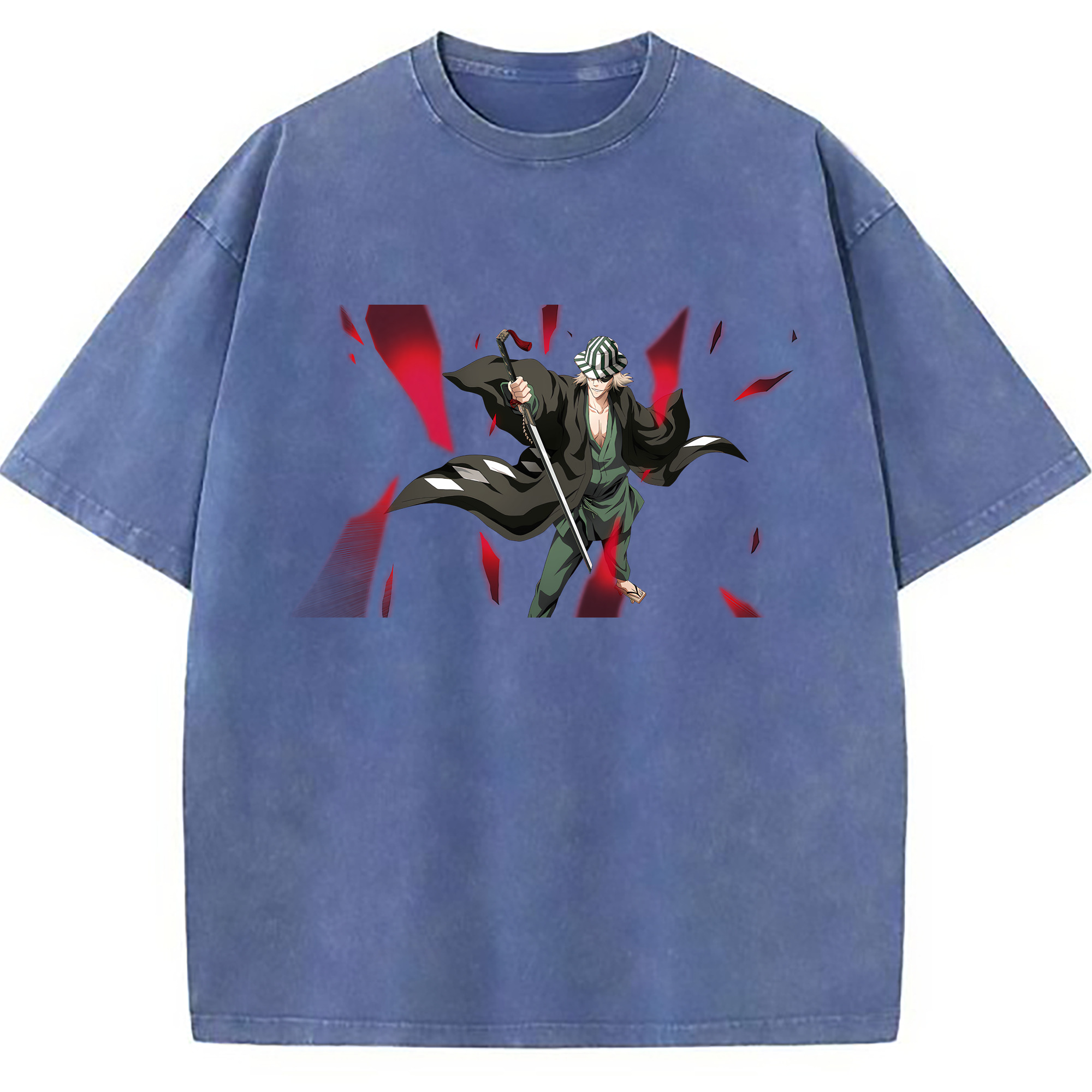 （画像用） "ブリーチ 浦原 喜助（うらはら きすけ） BLEACH Urahara Kisuke " 綿100% ヴィンテージ風 半袖Tシャツ（フロントプリント）