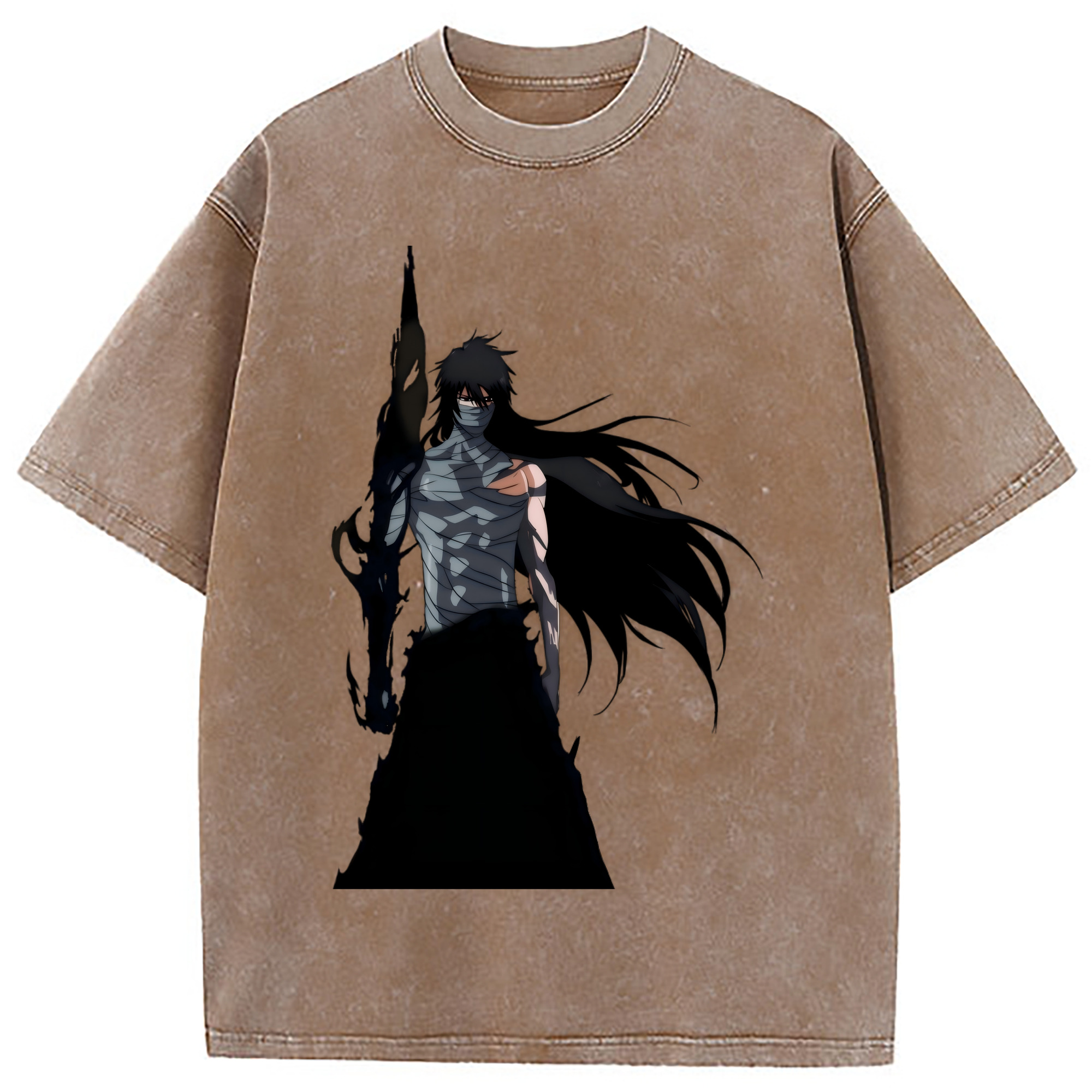 （画像用） ブリーチ 黒崎一護（くろさき いちご）BLEACH Kurosaki Ichigo 綿100% ヴィンテージ風 半袖Tシャツ（フロントプリント）