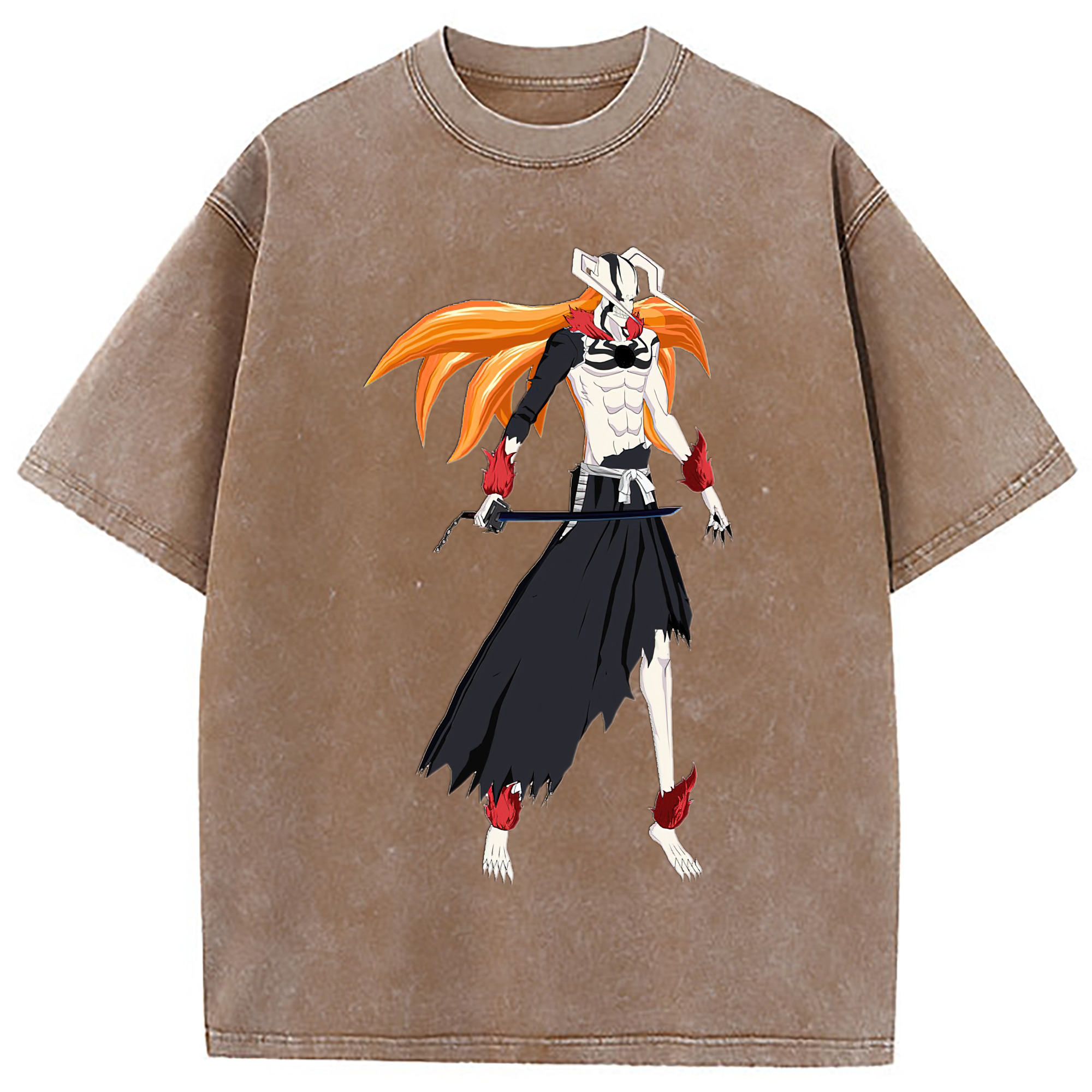 （画像用） ブリーチ 黒崎一護（くろさき いちご）BLEACH Kurosaki Ichigo 綿100% ヴィンテージ風 半袖Tシャツ（フロントプリント）