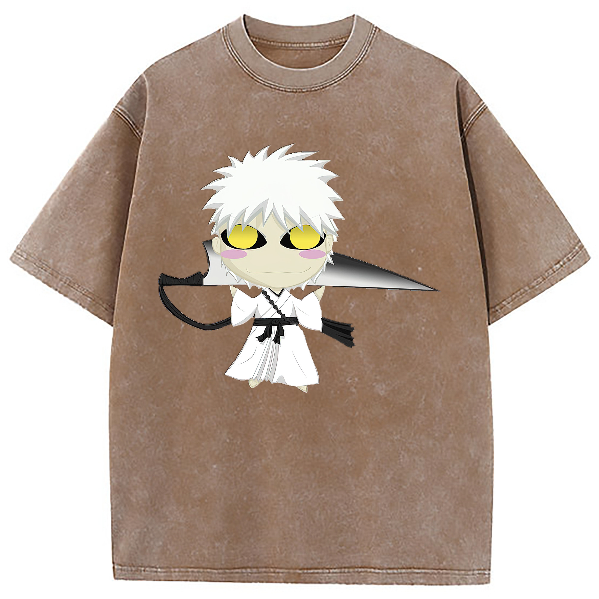 （画像用） ブリーチ 黒崎一護（くろさき いちご）BLEACH Kurosaki Ichigo 綿100% ヴィンテージ風 半袖Tシャツ（フロントプリント）