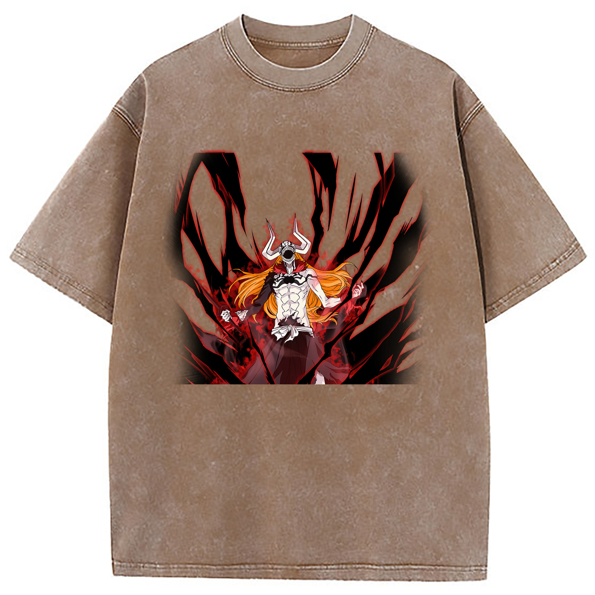 （画像用） ブリーチ 黒崎一護（くろさき いちご）BLEACH Kurosaki Ichigo 綿100% ヴィンテージ風 半袖Tシャツ（フロントプリント）
