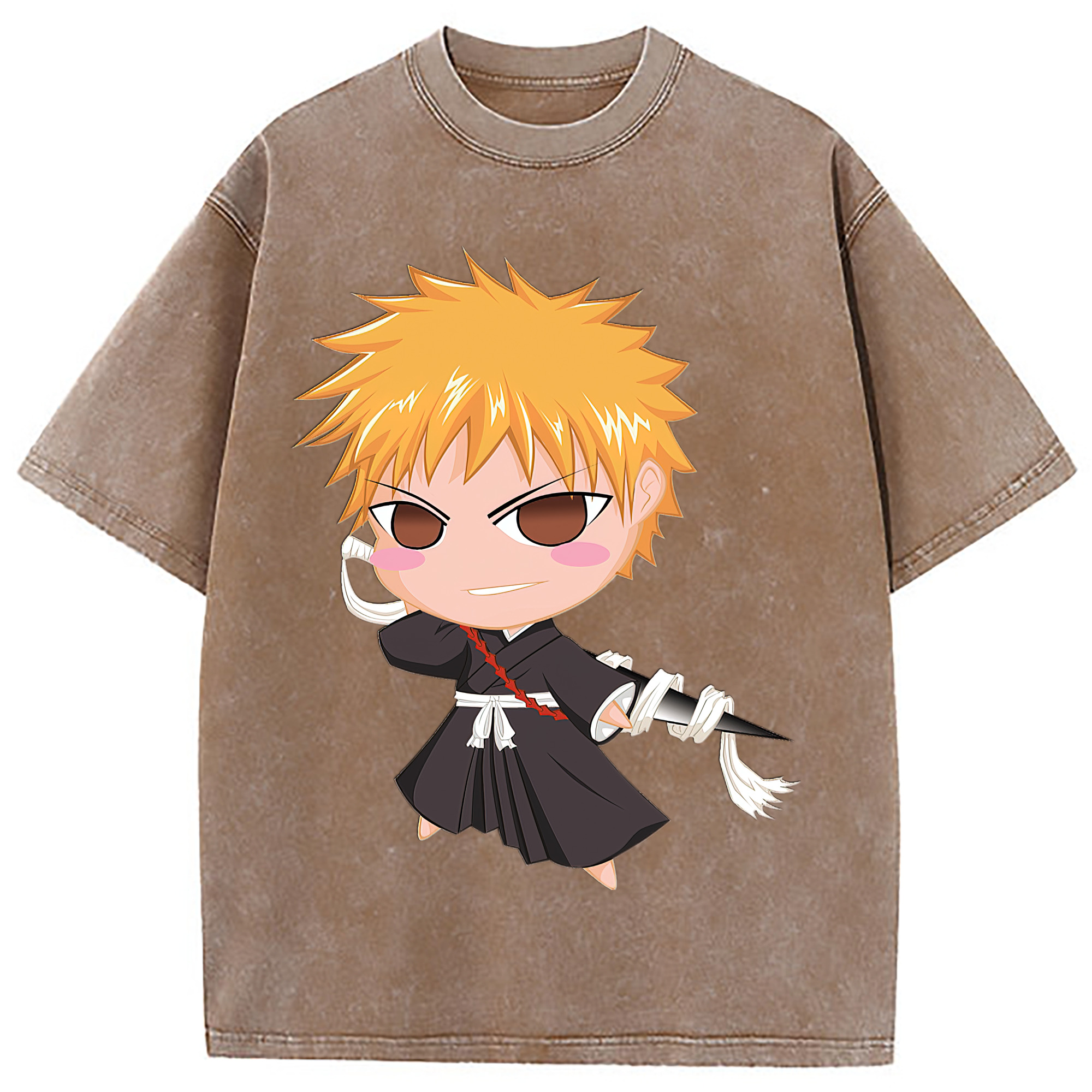 （画像用） ブリーチ 黒崎一護（くろさき いちご）BLEACH Kurosaki Ichigo 綿100% ヴィンテージ風 半袖Tシャツ（フロントプリント）