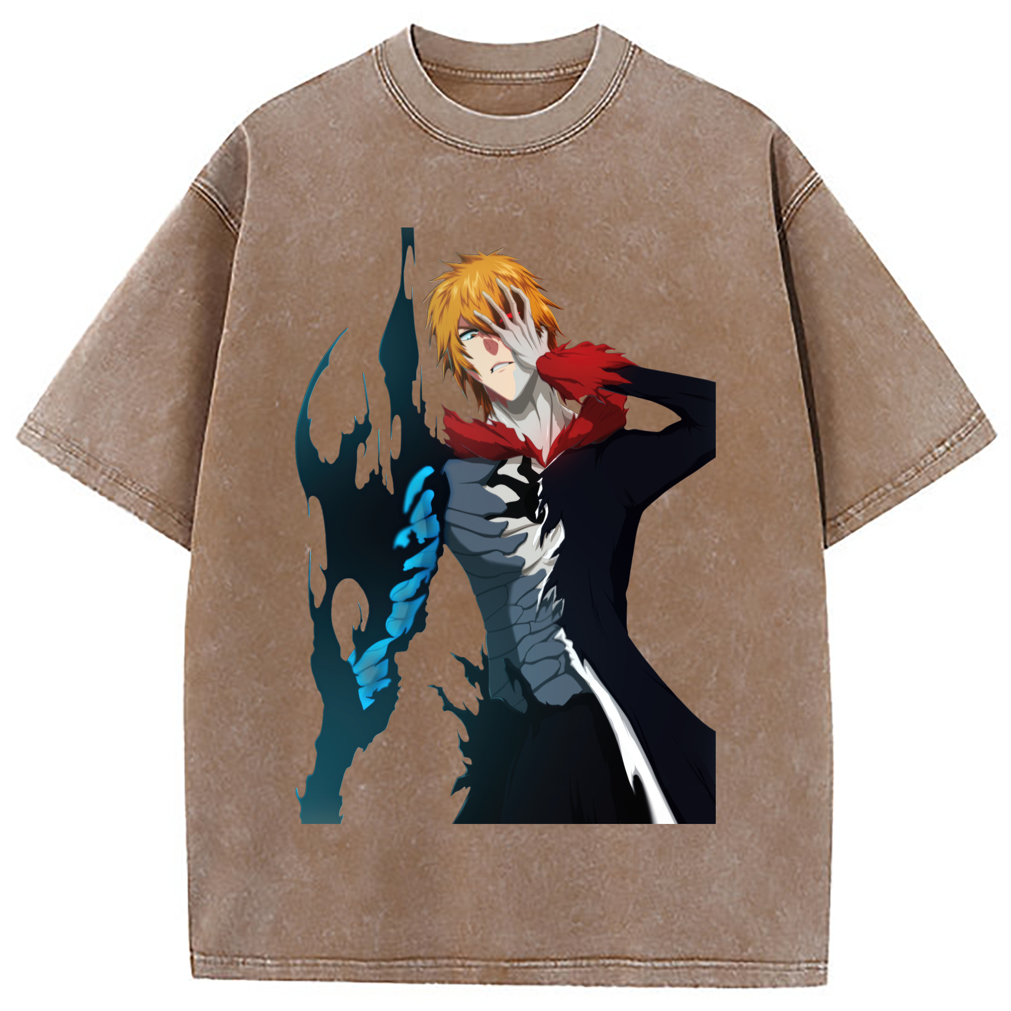 （画像用） ブリーチ 黒崎一護（くろさき いちご）BLEACH Kurosaki Ichigo 綿100% ヴィンテージ風 半袖Tシャツ（フロントプリント）