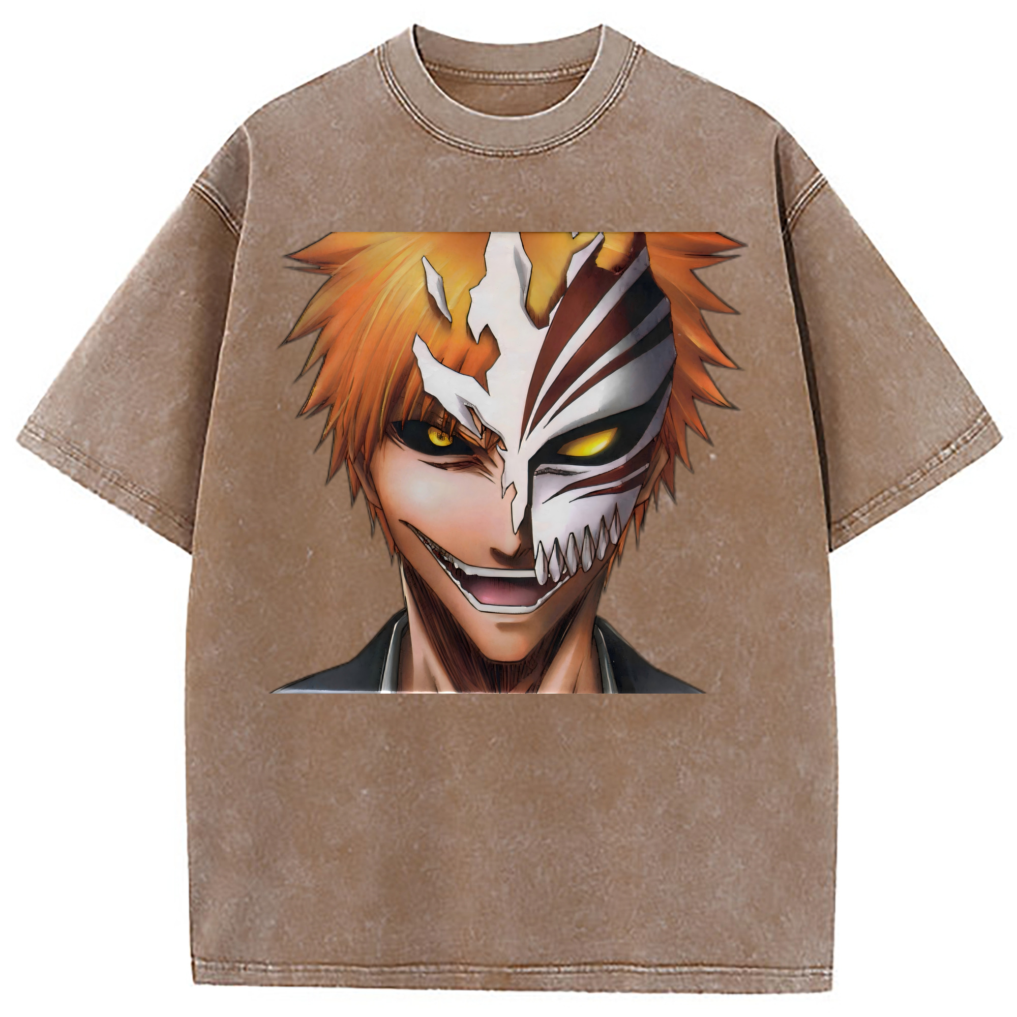 （画像用） ブリーチ 黒崎一護（くろさき いちご）BLEACH Kurosaki Ichigo 綿100% ヴィンテージ風 半袖Tシャツ（フロントプリント）