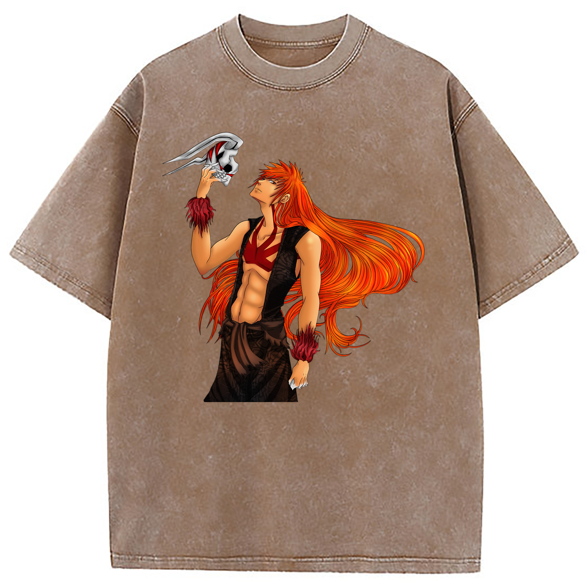 （画像用） ブリーチ 黒崎一護（くろさき いちご）BLEACH Kurosaki Ichigo 綿100% ヴィンテージ風 半袖Tシャツ（フロントプリント）
