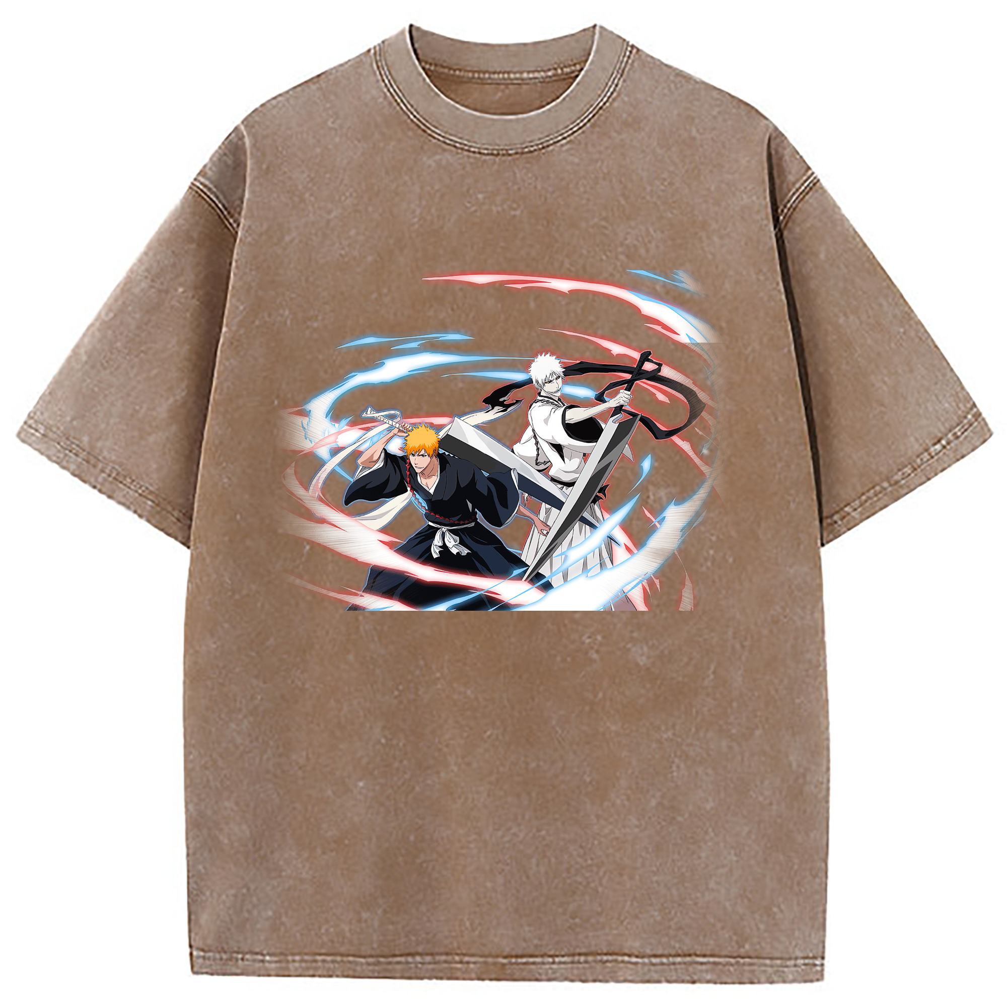 （画像用） ブリーチ 黒崎一護（くろさき いちご）BLEACH Kurosaki Ichigo 綿100% ヴィンテージ風 半袖Tシャツ（フロントプリント）