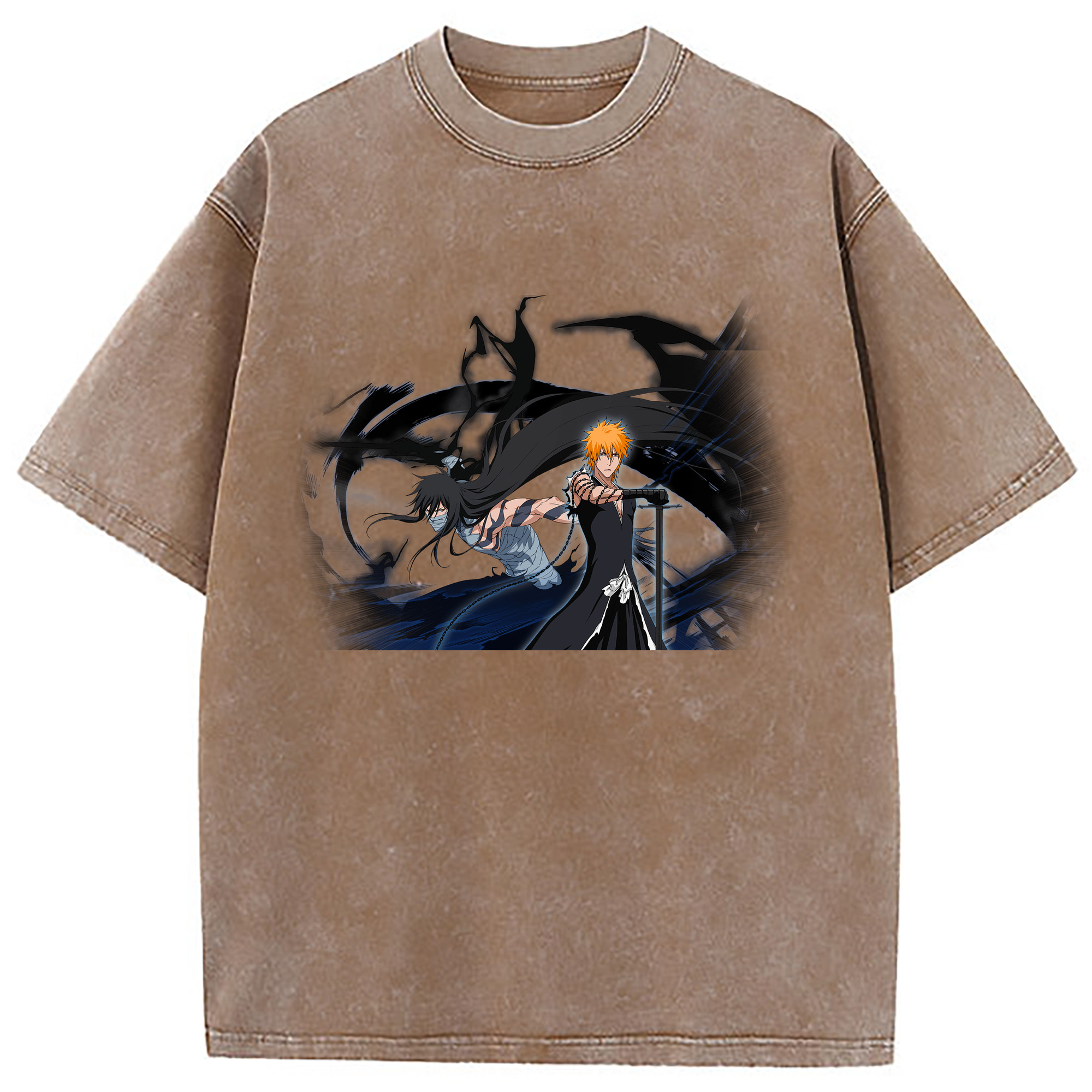 （画像用） ブリーチ 黒崎一護（くろさき いちご）BLEACH Kurosaki Ichigo 綿100% ヴィンテージ風 半袖Tシャツ（フロントプリント）