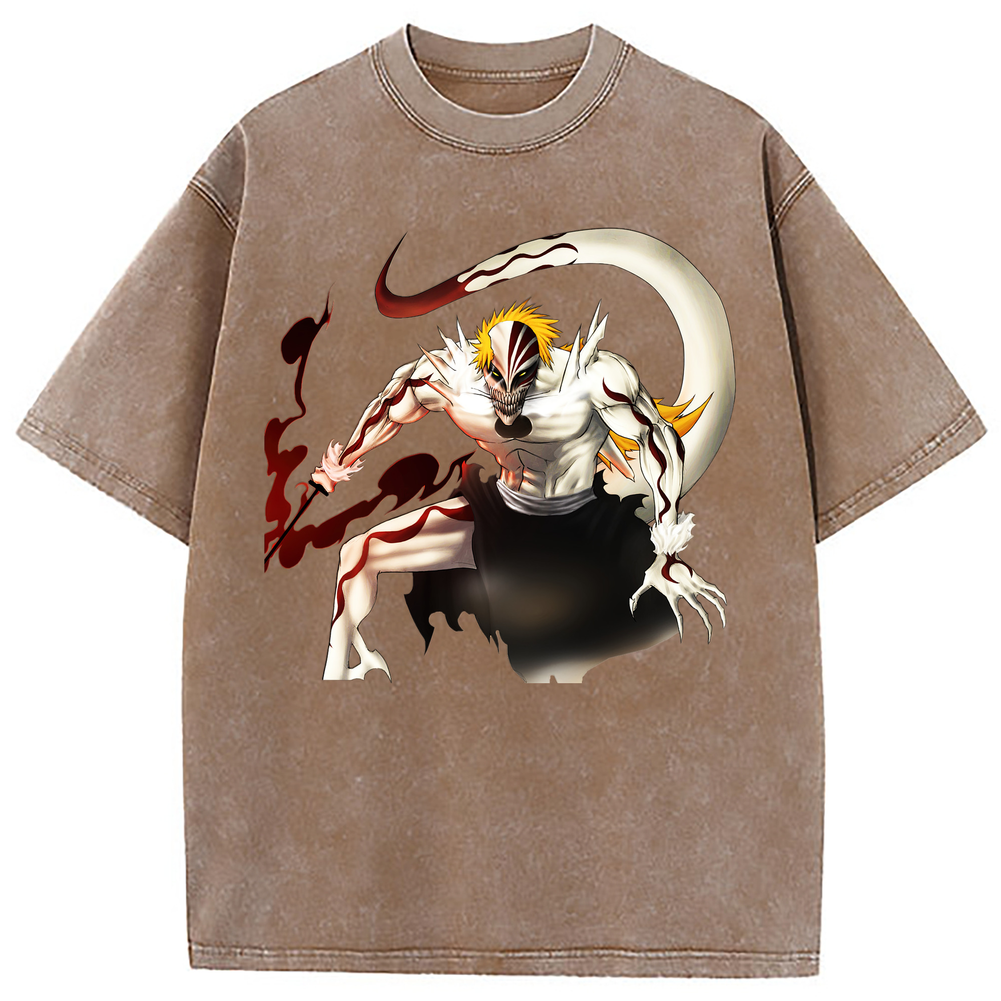 （画像用） ブリーチ 黒崎一護（くろさき いちご）BLEACH Kurosaki Ichigo 綿100% ヴィンテージ風 半袖Tシャツ（フロントプリント）