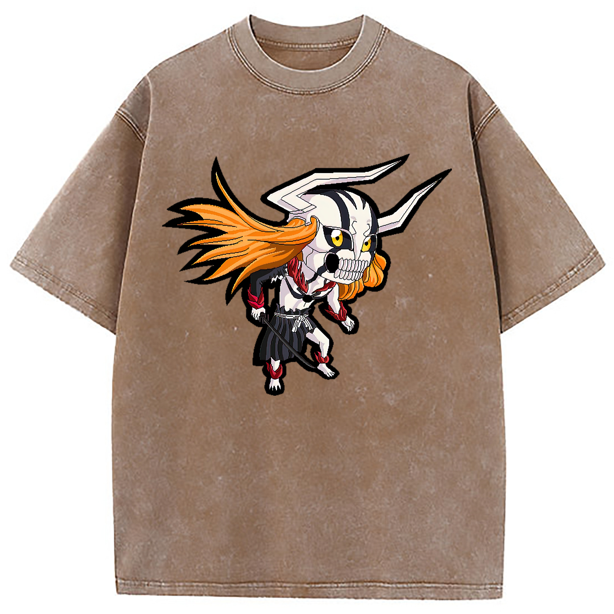（画像用） ブリーチ 黒崎一護（くろさき いちご）BLEACH Kurosaki Ichigo 綿100% ヴィンテージ風 半袖Tシャツ（フロントプリント）