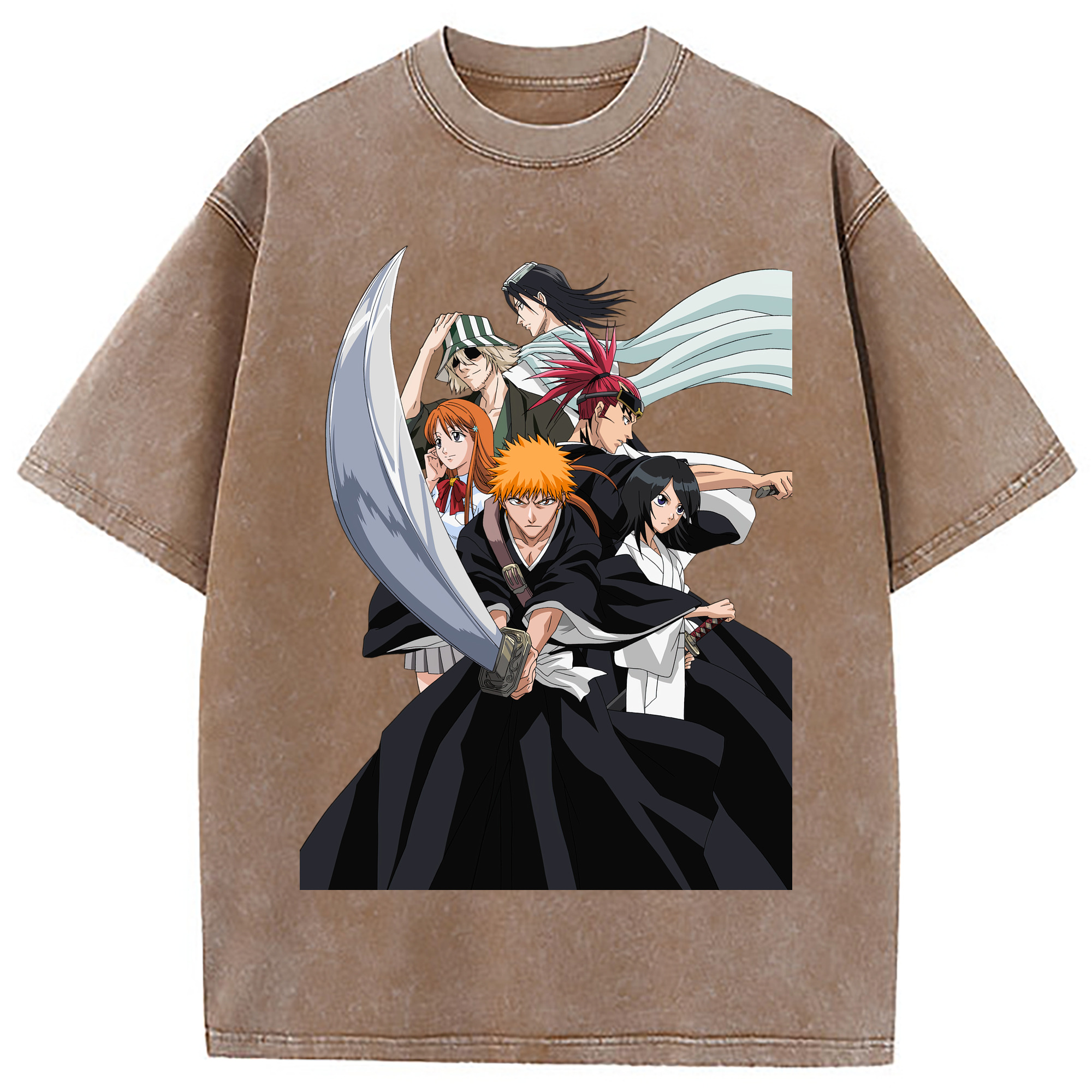 （画像用） ブリーチ 黒崎一護（くろさき いちご）BLEACH Kurosaki Ichigo 綿100% ヴィンテージ風 半袖Tシャツ（フロントプリント）