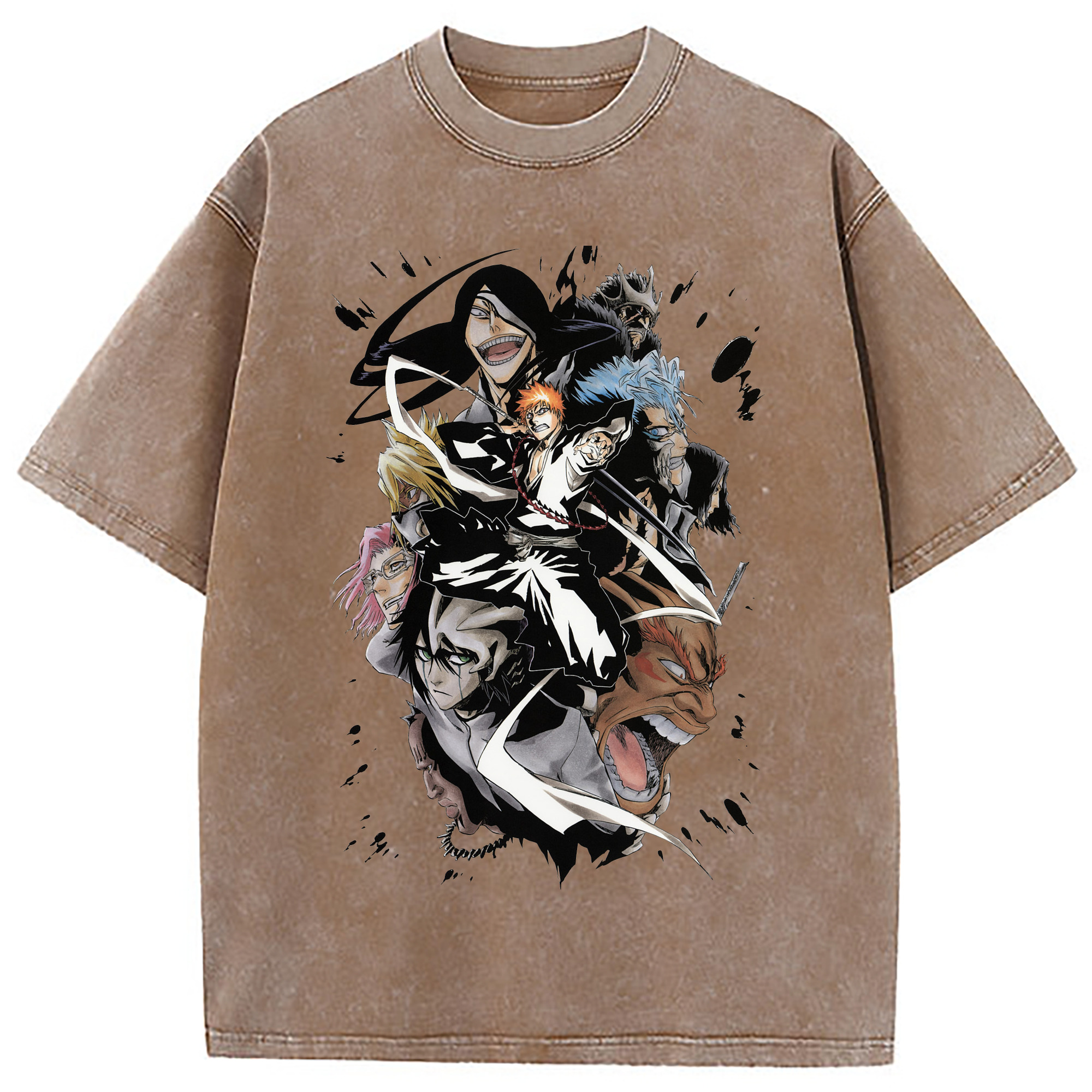 （画像用） ブリーチ 黒崎一護（くろさき いちご）BLEACH Kurosaki Ichigo 綿100% ヴィンテージ風 半袖Tシャツ（フロントプリント）