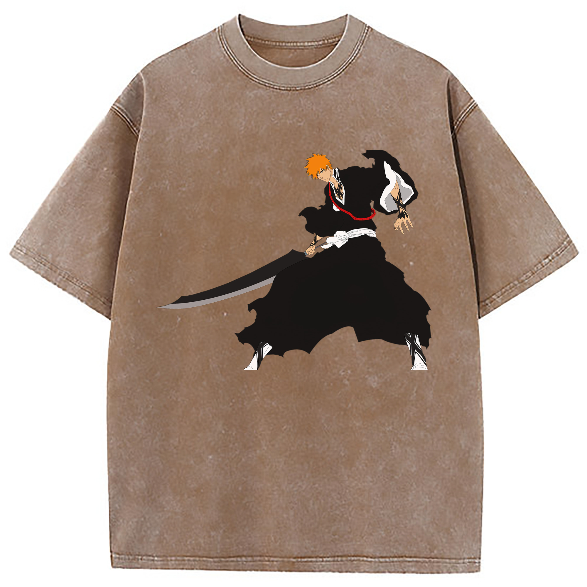 （画像用） ブリーチ 黒崎一護（くろさき いちご）BLEACH Kurosaki Ichigo 綿100% ヴィンテージ風 半袖Tシャツ（フロントプリント）
