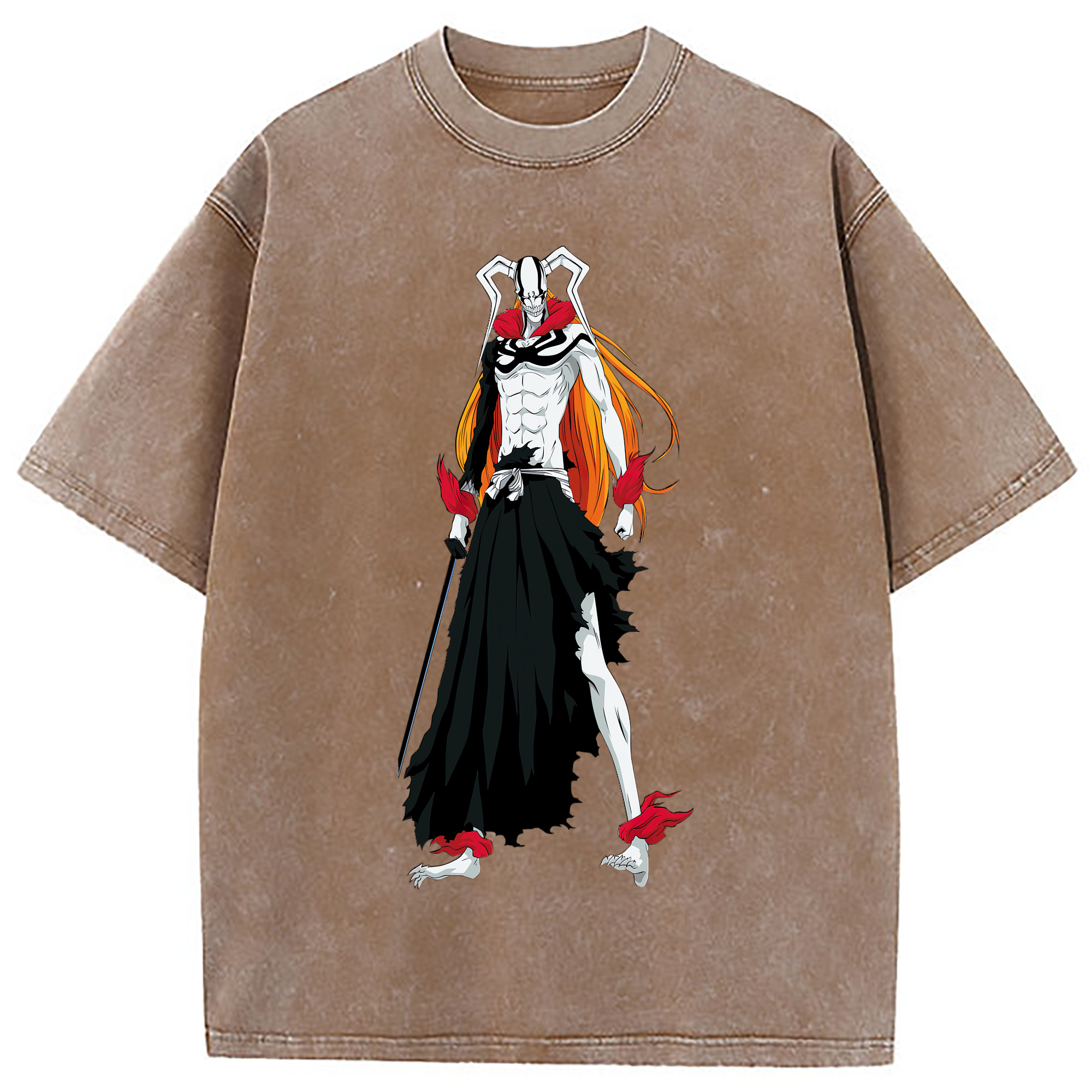 （画像用） ブリーチ 黒崎一護（くろさき いちご）BLEACH Kurosaki Ichigo 綿100% ヴィンテージ風 半袖Tシャツ（フロントプリント）