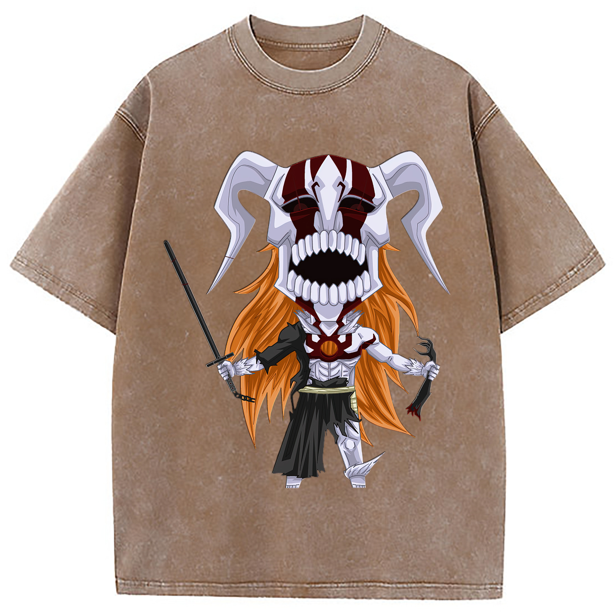 （画像用） ブリーチ 黒崎一護（くろさき いちご）BLEACH Kurosaki Ichigo 綿100% ヴィンテージ風 半袖Tシャツ（フロントプリント）