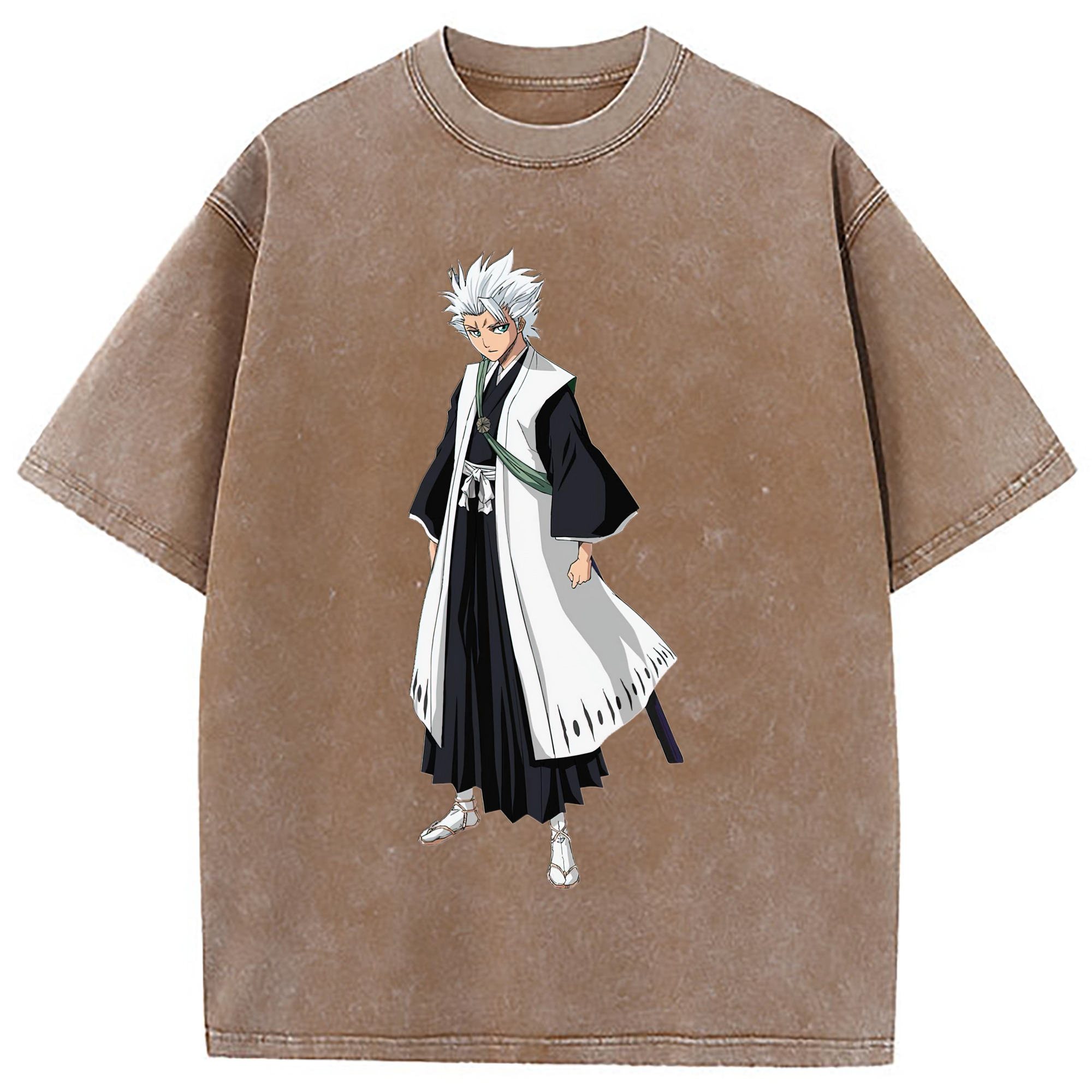 （画像用） ブリーチ 日番谷冬獅郎（ひつがや とうしろう） BLEACH Hitsugaya Toushirou 綿100% ヴィンテージ風 半袖Tシャツ（フロントプリント）