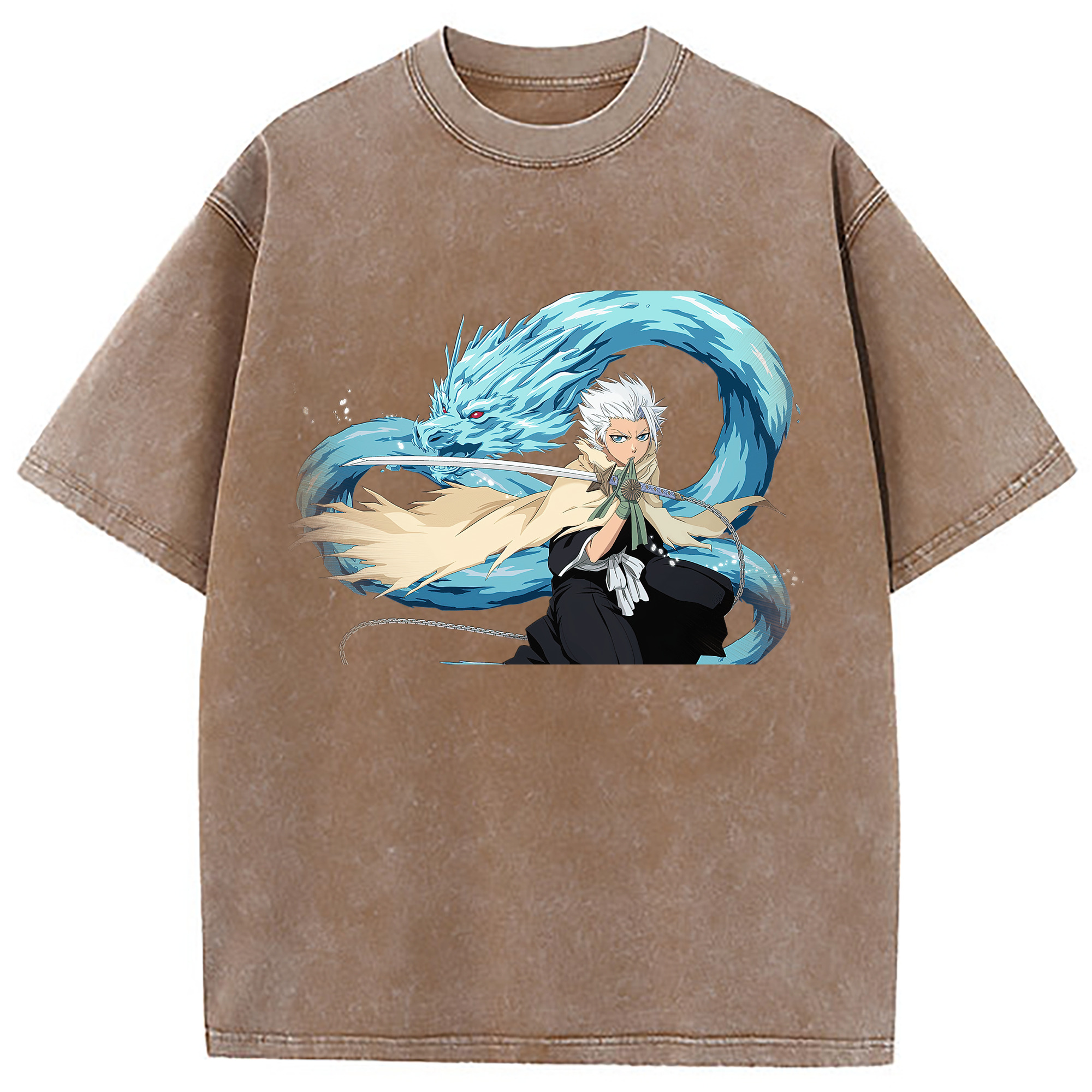 （画像用） ブリーチ 日番谷冬獅郎（ひつがや とうしろう） BLEACH Hitsugaya Toushirou 綿100% ヴィンテージ風 半袖Tシャツ（フロントプリント）