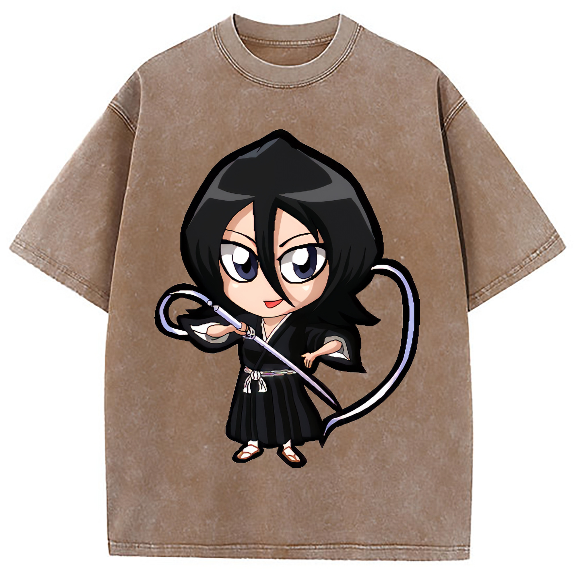 （画像用） ブリーチ 朽木ルキア BLEACH Kuchiki Rukia 綿100% ヴィンテージ風 半袖Tシャツ（フロントプリント）