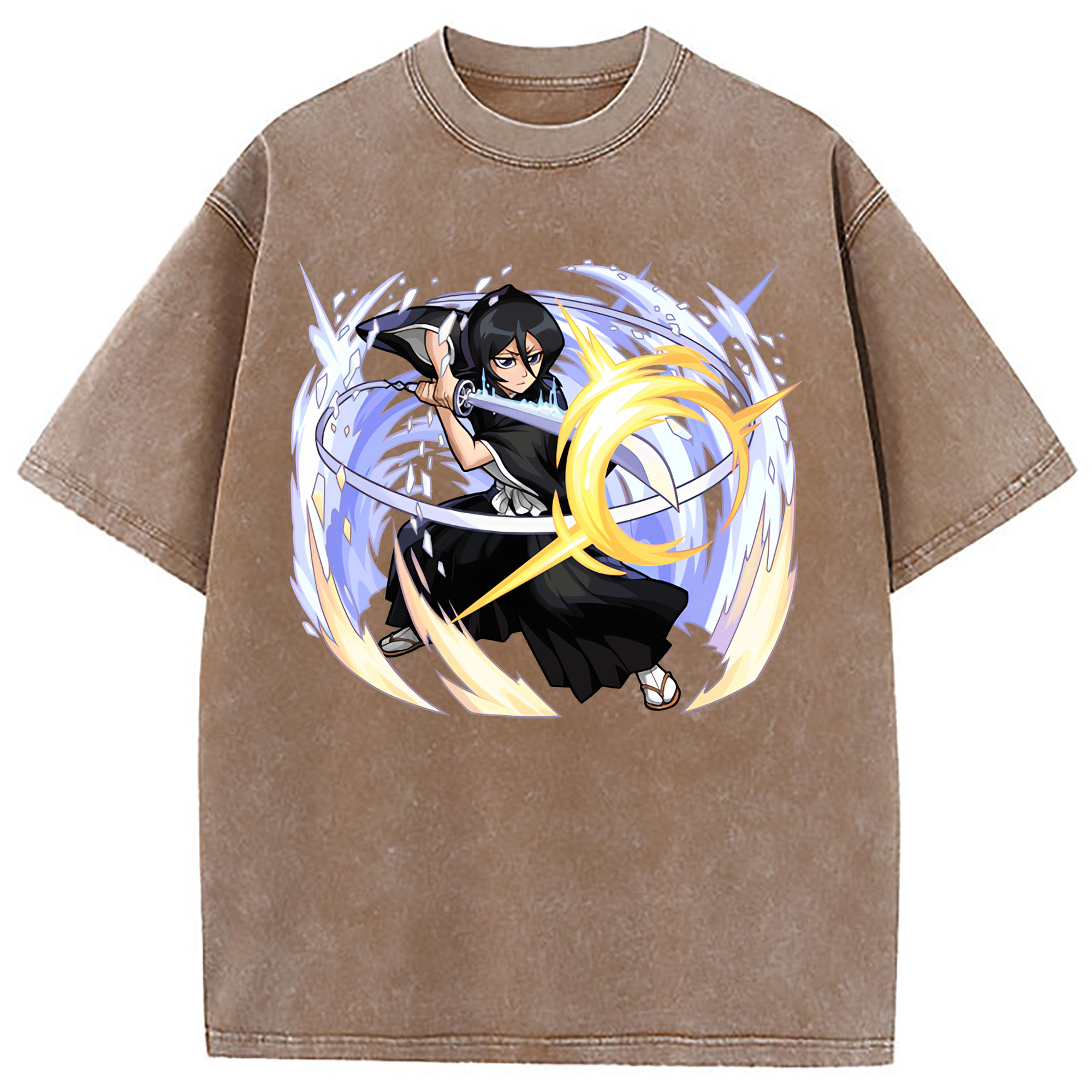 （画像用） ブリーチ 朽木ルキア BLEACH Kuchiki Rukia 綿100% ヴィンテージ風 半袖Tシャツ（フロントプリント）
