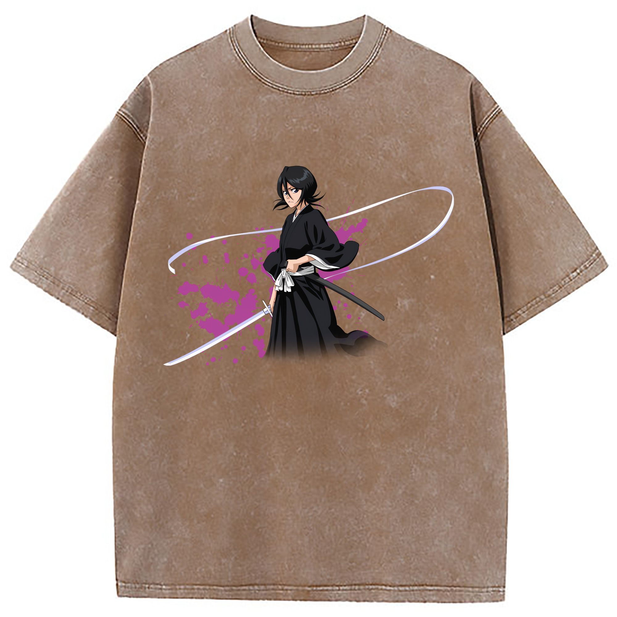 （画像用） ブリーチ 朽木ルキア BLEACH Kuchiki Rukia 綿100% ヴィンテージ風 半袖Tシャツ（フロントプリント）