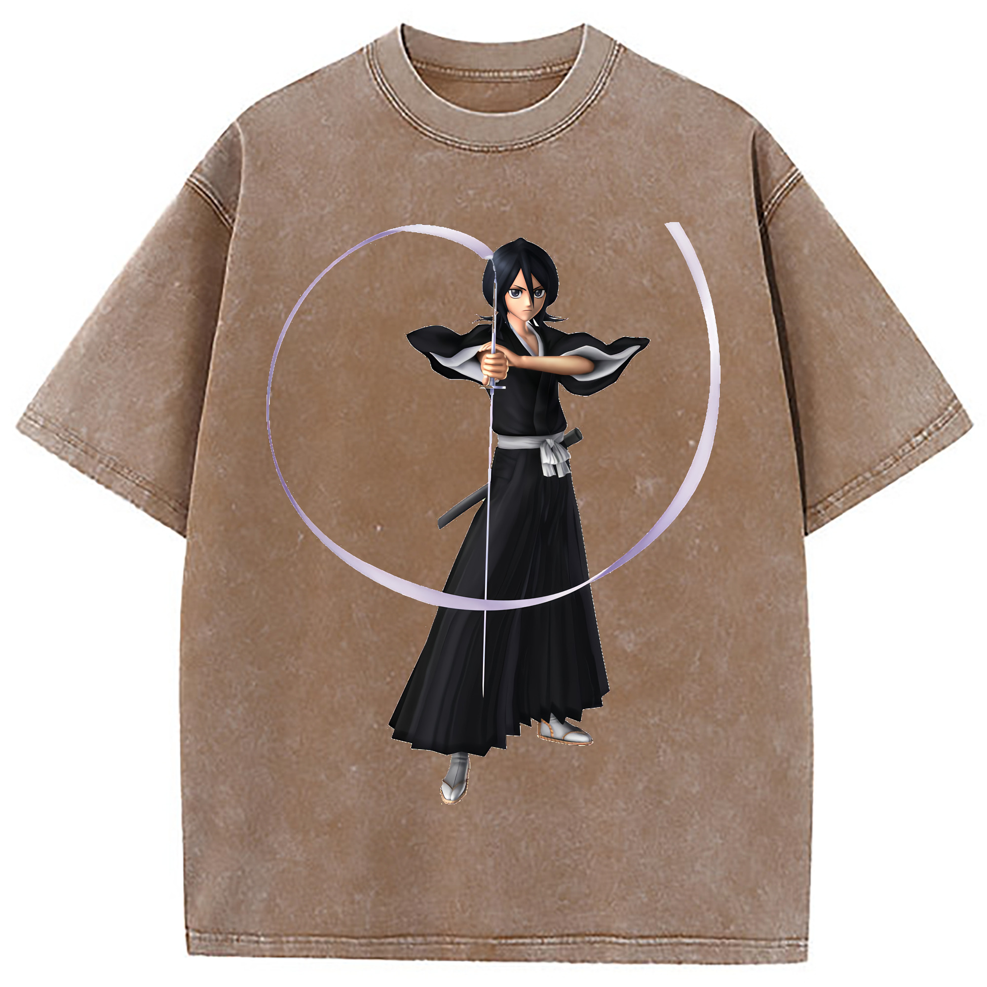 （画像用） ブリーチ 朽木ルキア BLEACH Kuchiki Rukia 綿100% ヴィンテージ風 半袖Tシャツ（フロントプリント）