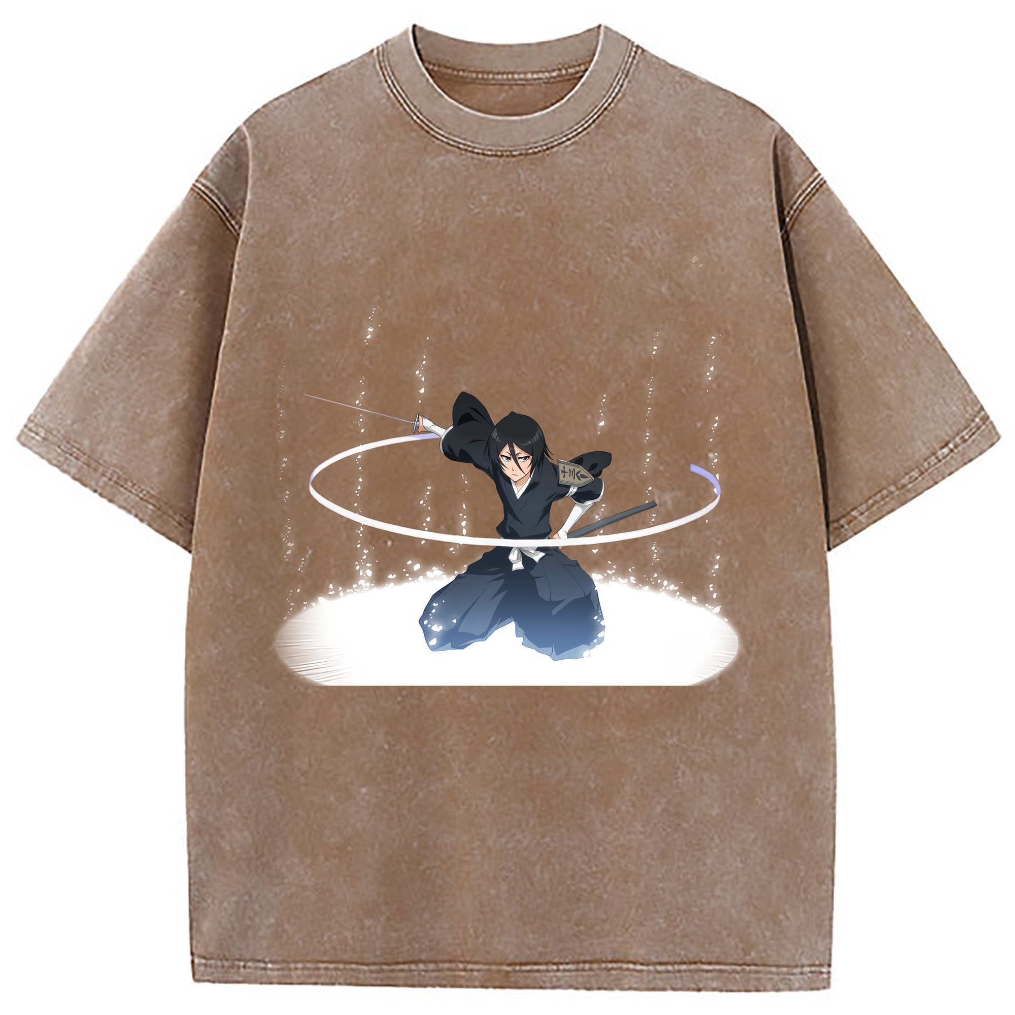 （画像用） ブリーチ 朽木ルキア BLEACH Kuchiki Rukia 綿100% ヴィンテージ風 半袖Tシャツ（フロントプリント）