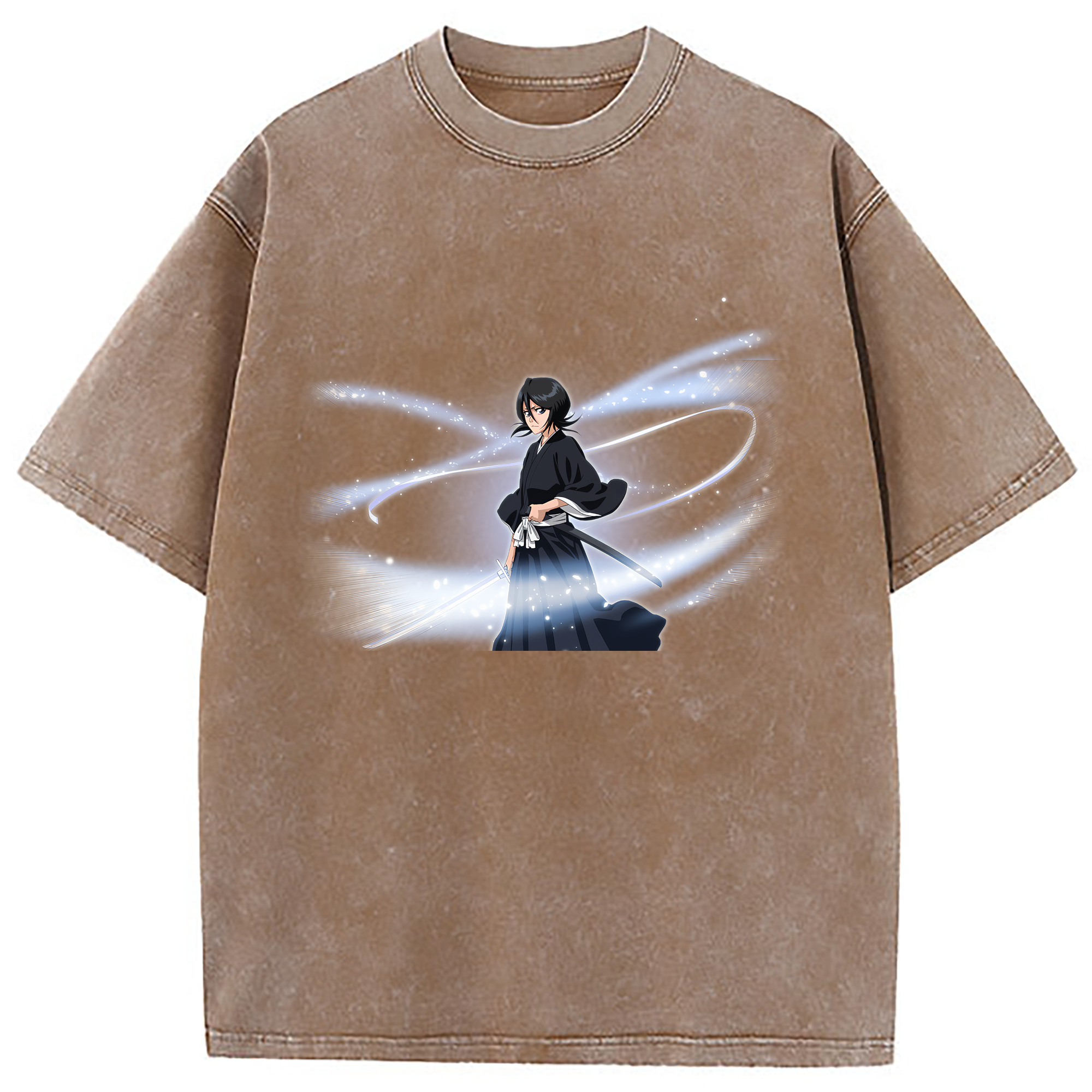 （画像用） ブリーチ 朽木ルキア BLEACH Kuchiki Rukia 綿100% ヴィンテージ風 半袖Tシャツ（フロントプリント）