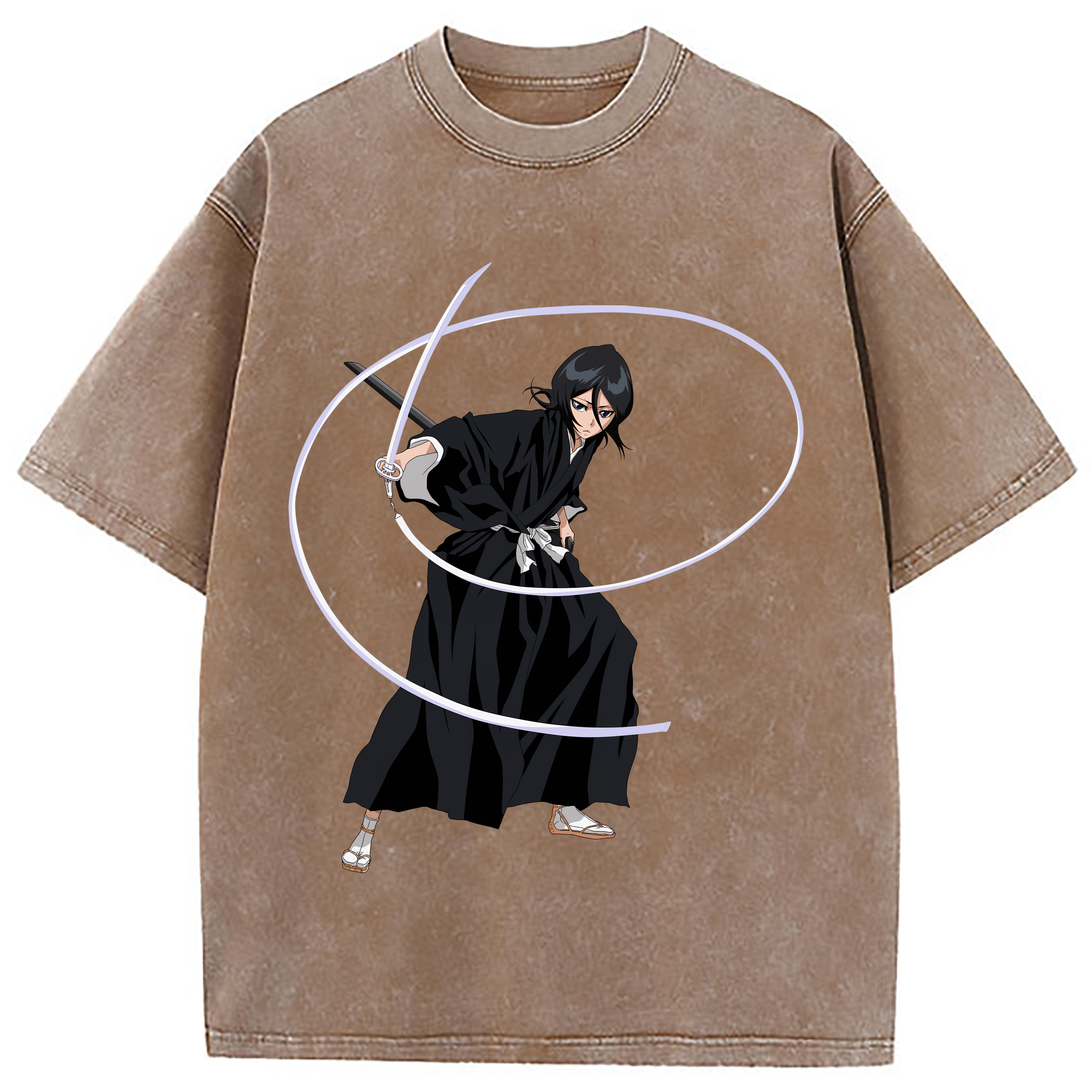 （画像用） ブリーチ 朽木ルキア BLEACH Kuchiki Rukia 綿100% ヴィンテージ風 半袖Tシャツ（フロントプリント）