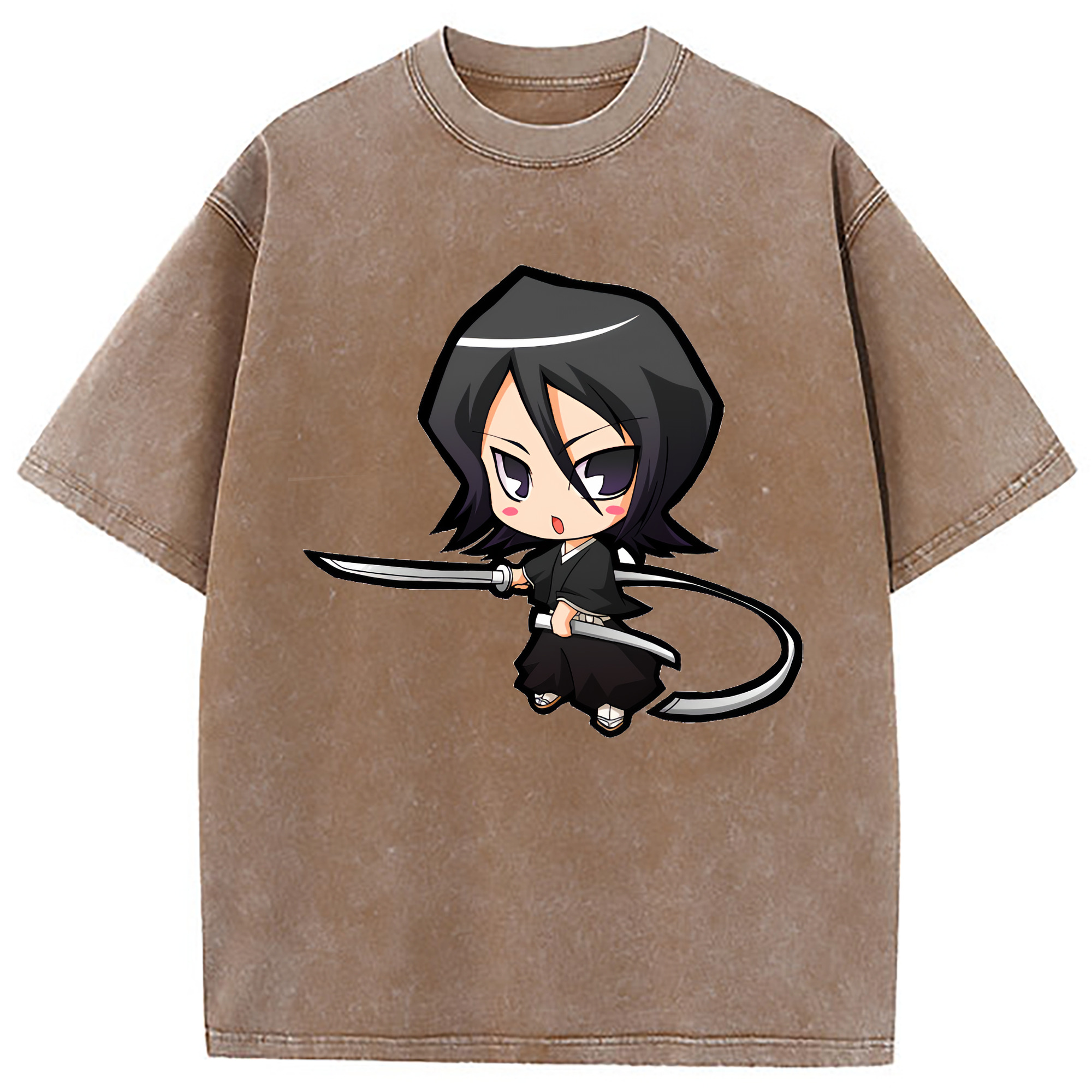（画像用） ブリーチ 朽木ルキア BLEACH Kuchiki Rukia 綿100% ヴィンテージ風 半袖Tシャツ（フロントプリント）