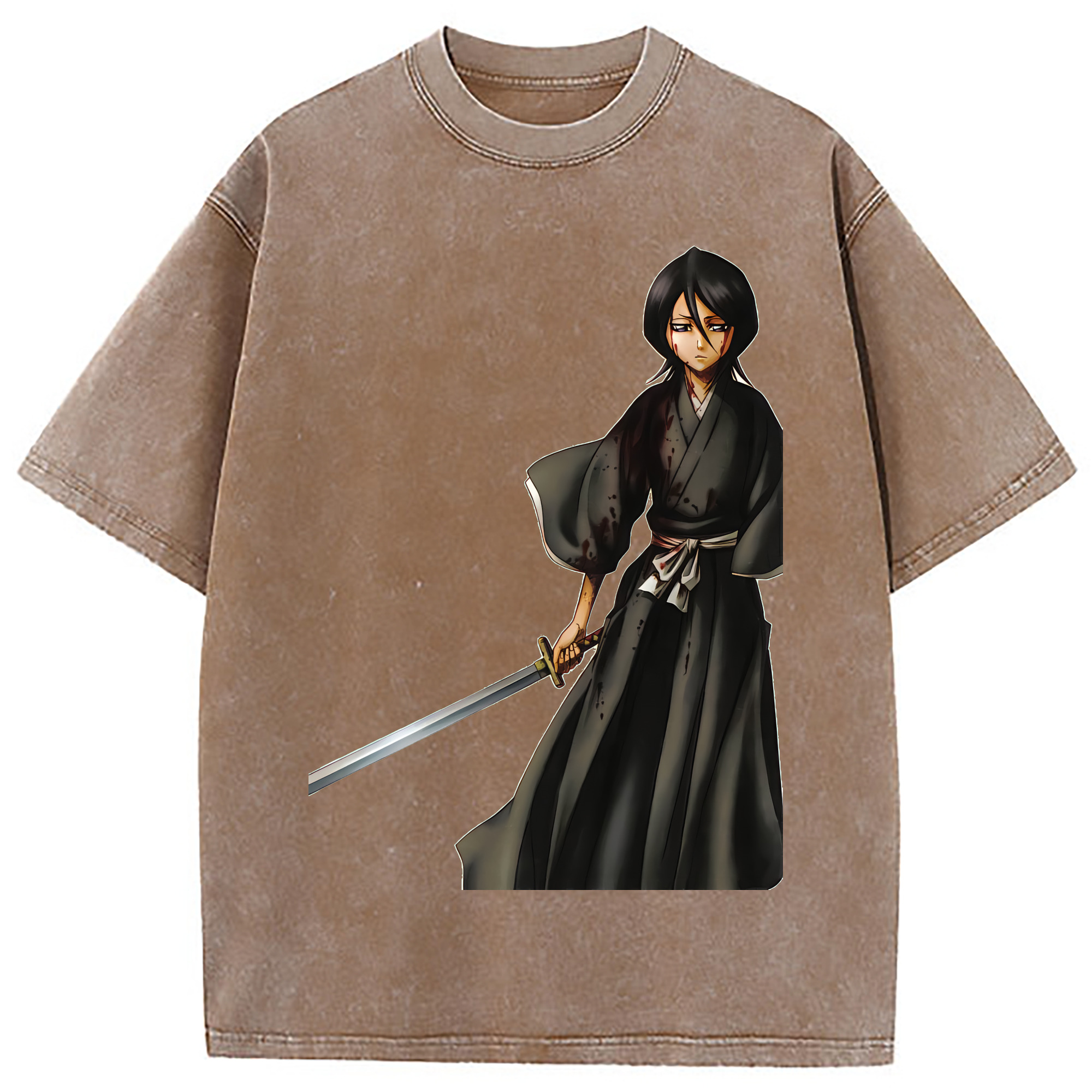 （画像用） ブリーチ 朽木ルキア BLEACH Kuchiki Rukia 綿100% ヴィンテージ風 半袖Tシャツ（フロントプリント）