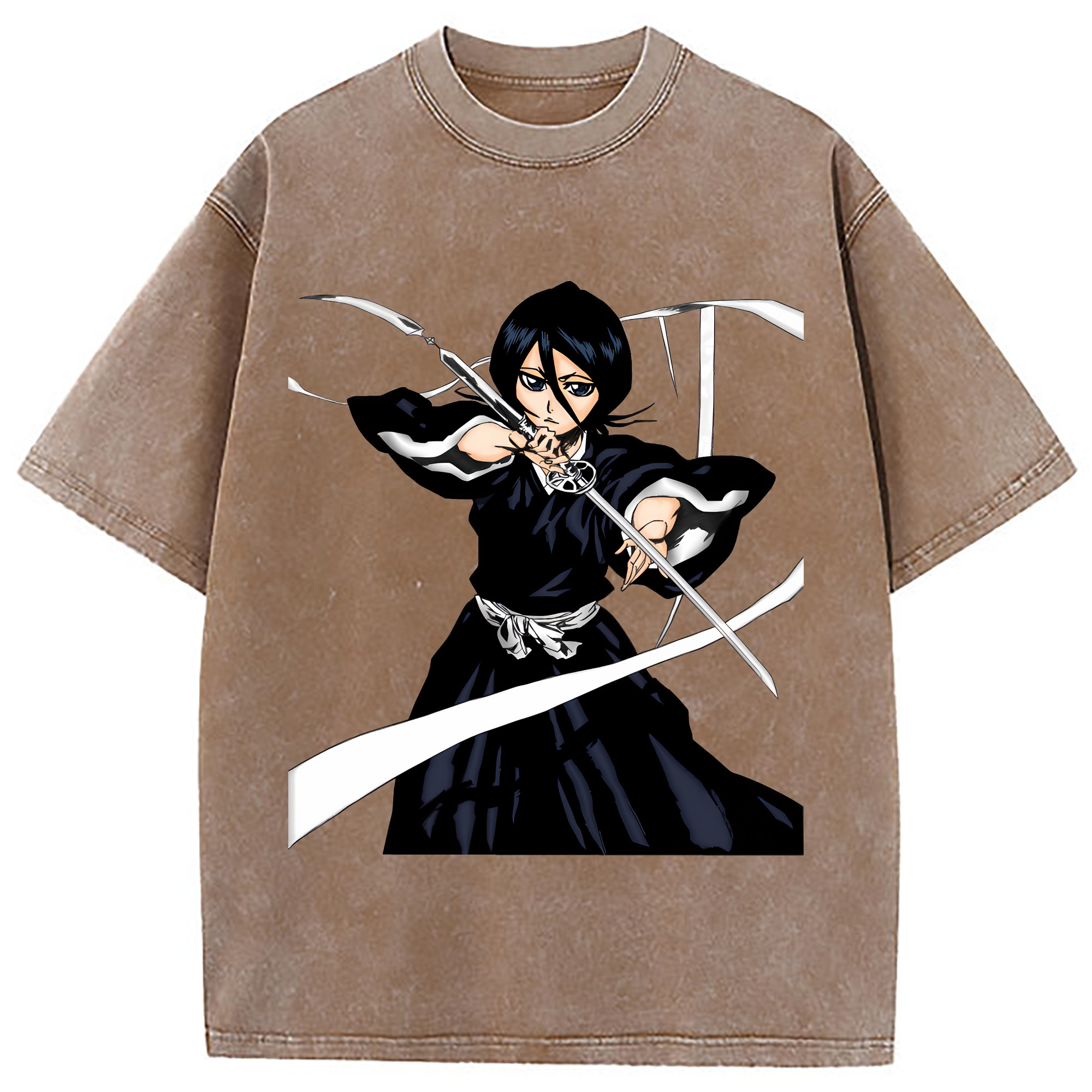 （画像用） ブリーチ 朽木ルキア BLEACH Kuchiki Rukia 綿100% ヴィンテージ風 半袖Tシャツ（フロントプリント）