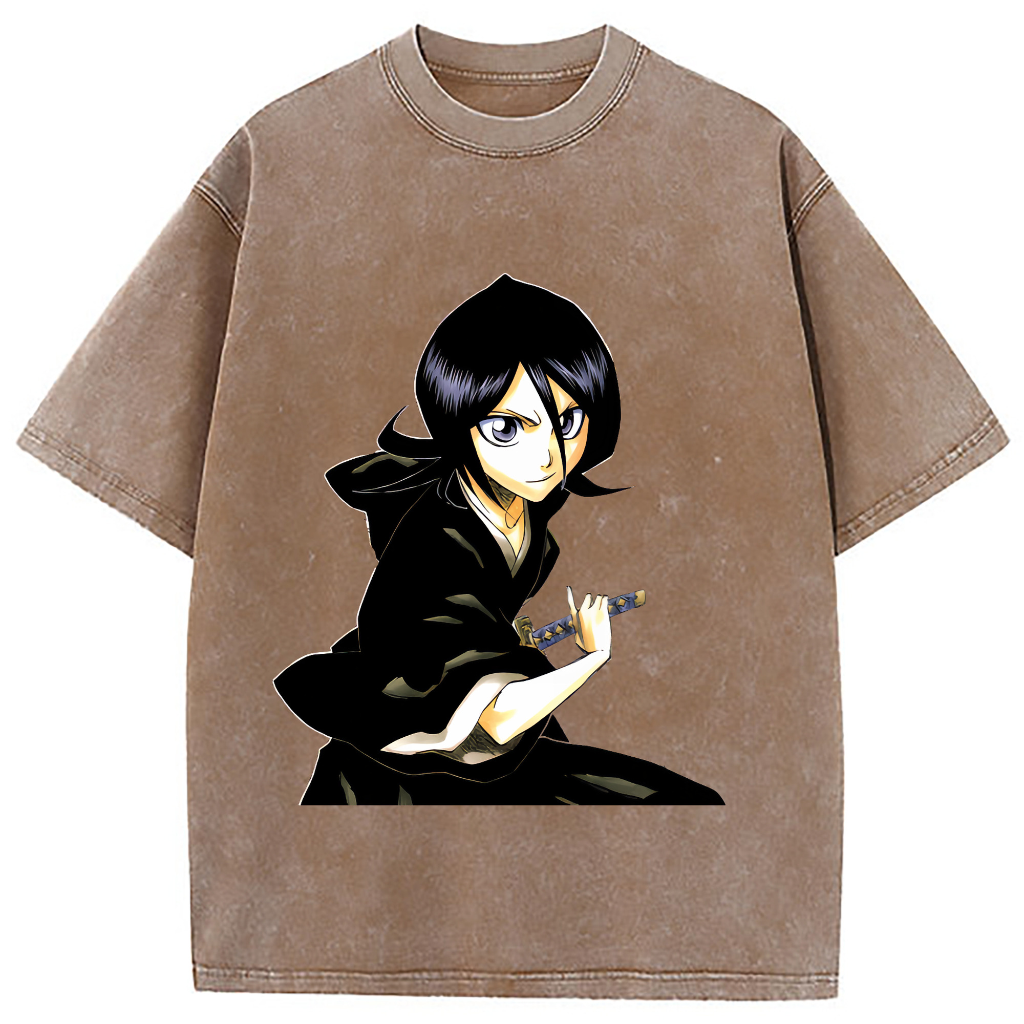 （画像用） ブリーチ 朽木ルキア BLEACH Kuchiki Rukia 綿100% ヴィンテージ風 半袖Tシャツ（フロントプリント）