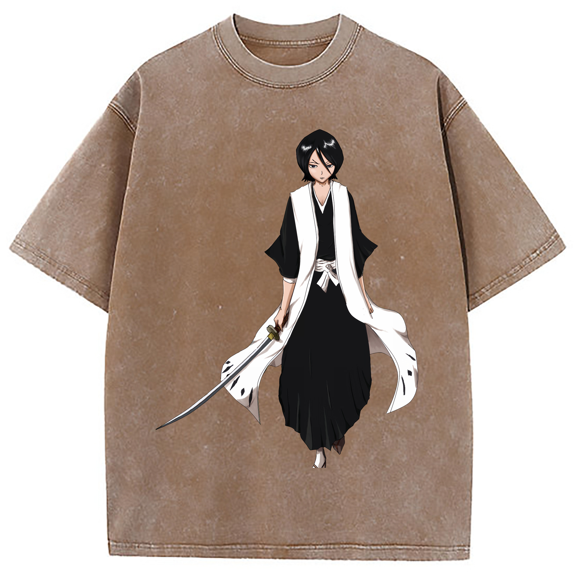 （画像用） ブリーチ 朽木ルキア BLEACH Kuchiki Rukia 綿100% ヴィンテージ風 半袖Tシャツ（フロントプリント）