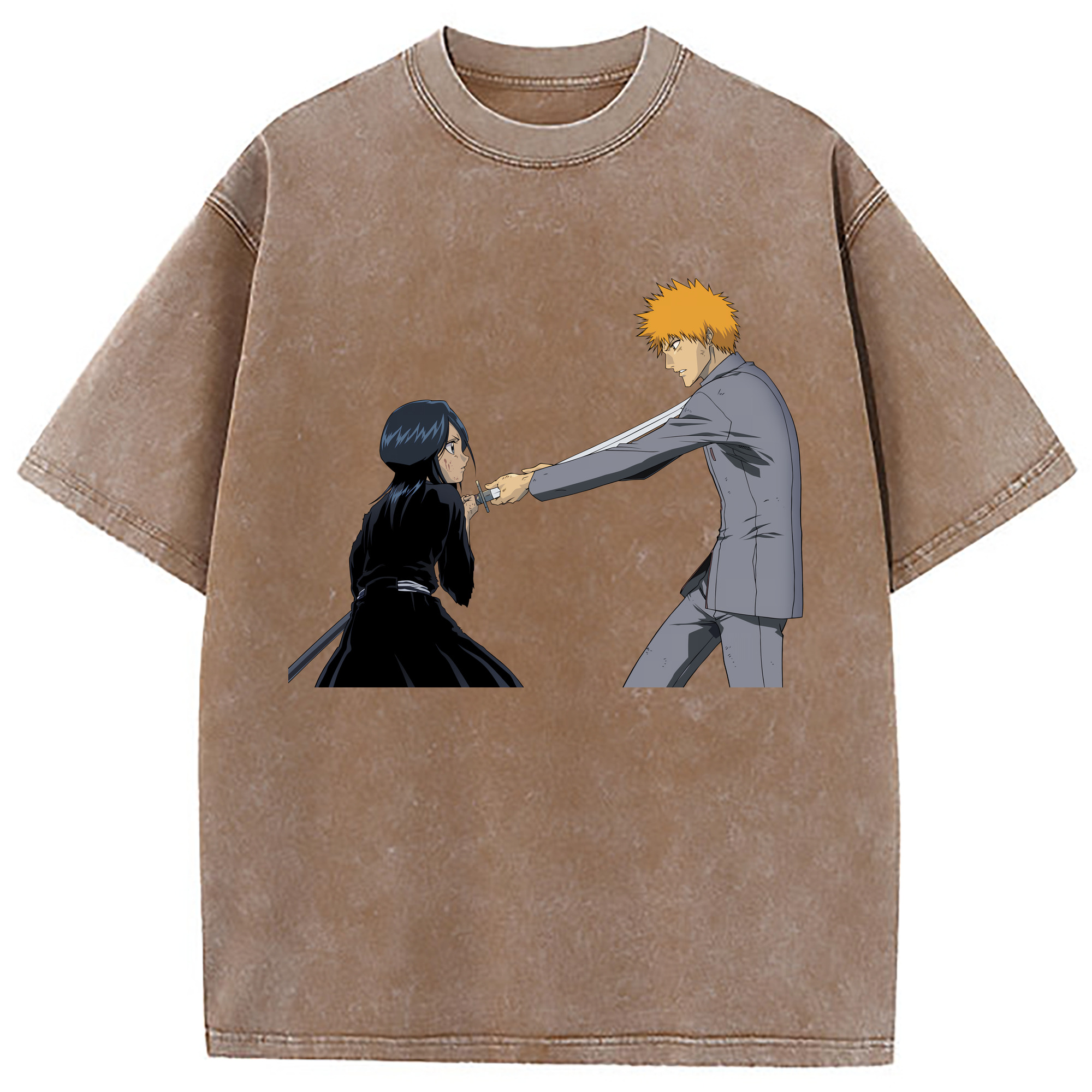 （画像用） ブリーチ 朽木ルキア BLEACH Kuchiki Rukia 綿100% ヴィンテージ風 半袖Tシャツ（フロントプリント）